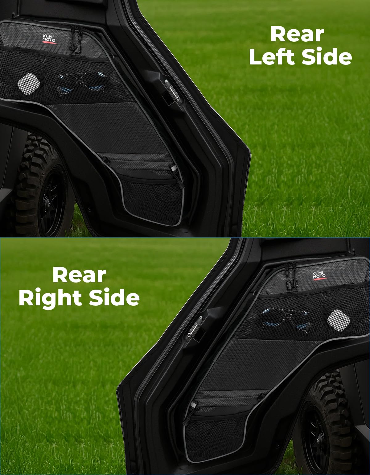 KEMIMOTO UTV Rear Door Bags with Knee Pad Compatible with Polaris General 4 1000 /XP 4 1000 2017-2026, 2PCS with Rear Side Door Storage Bag Accessories
