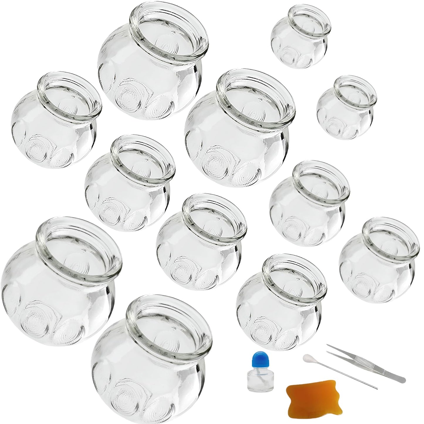 Kinaxixi Glass Cupping Set Chinese Traditional Professional Acupoint Cupping Therapy Set for Back Muscle Massage Gift for Family(12PCS)