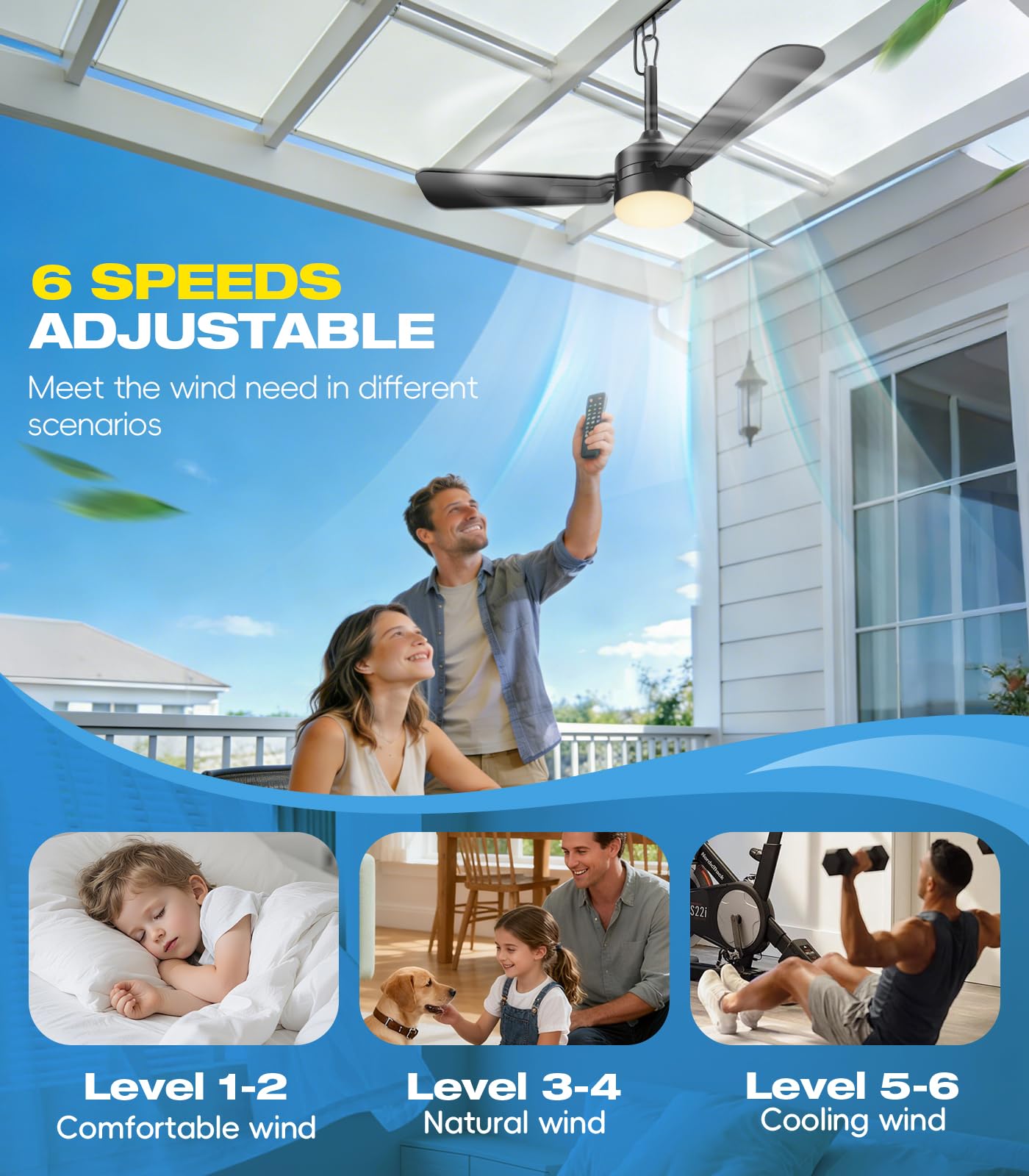 aetherlume 36 inch Plug-in Ceiling Fan Light with Remote Control,gazebo fan light,3 Blade, Dimmable 3CCT LED, Reversible,Portable Hook Design with16ft Cable for Bedroom Garage Tent Porch Kitchen