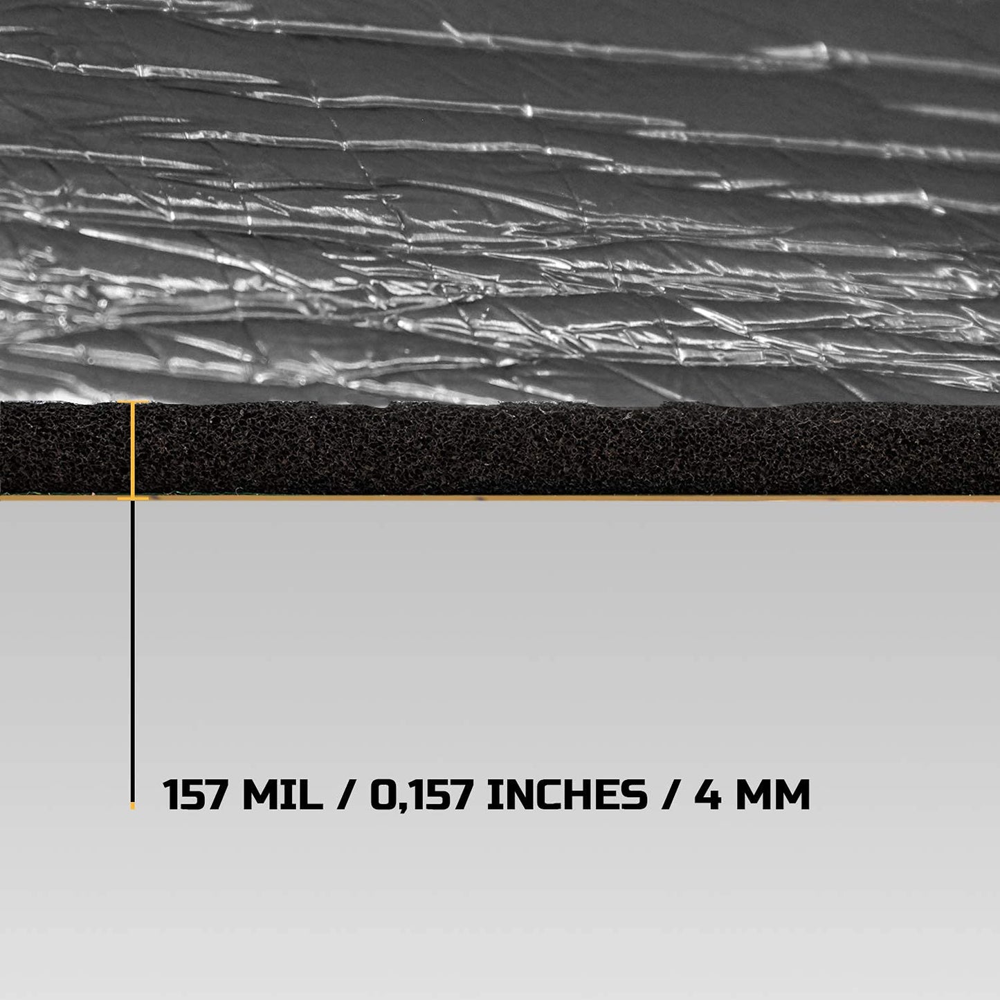 Siless Liner 157 mil (4 mm) 51 sqft Aluminum Foil Finish Car Sound Deadening & Heat Insulation Closed Cell Foam - PE Foam Sound Deadener