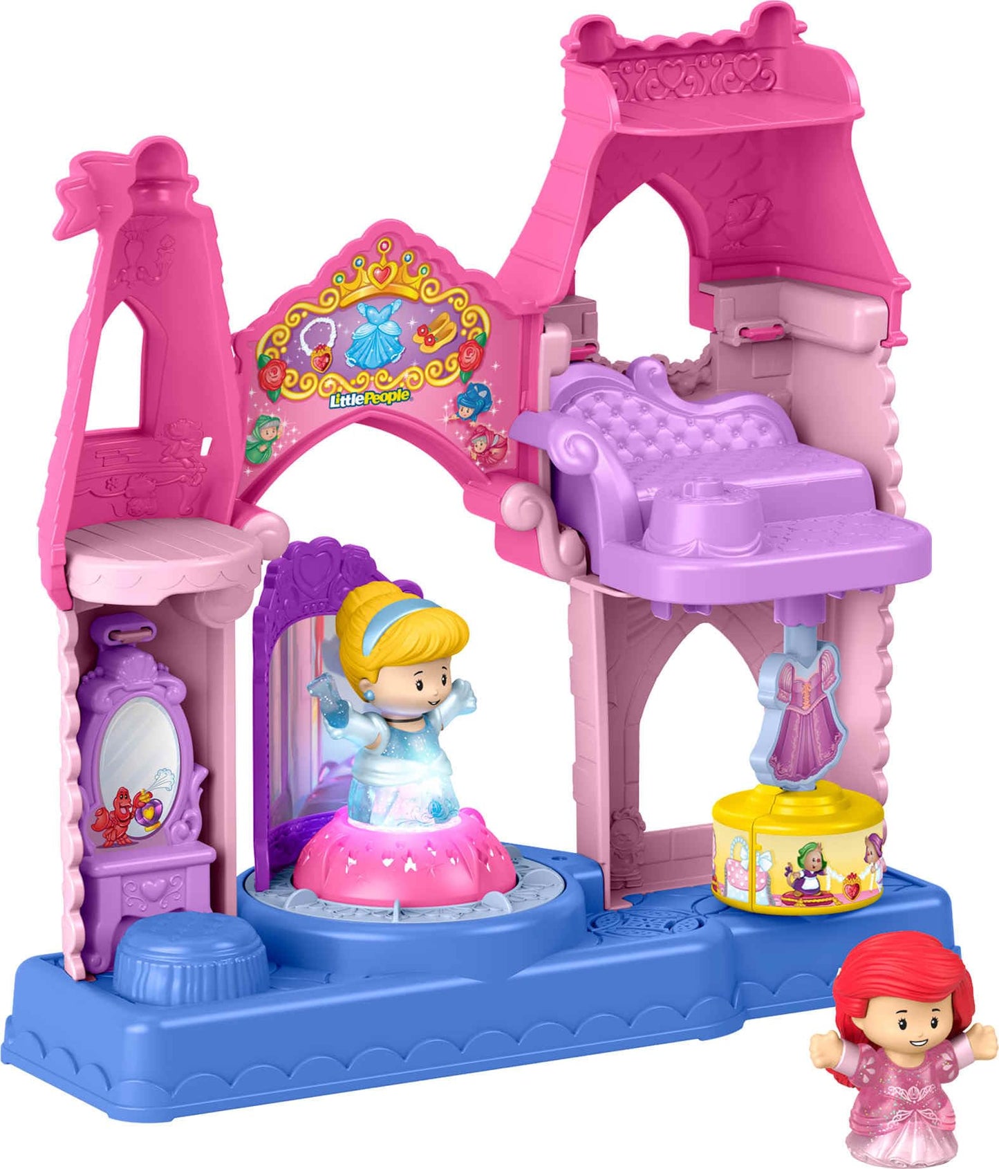 Fisher-Price Little People Toddler Toy DISNEY Princess Shimmer & Glow Dress Shop Playset & 2 Figures for Pretend Play Kids Ages 18+ Months