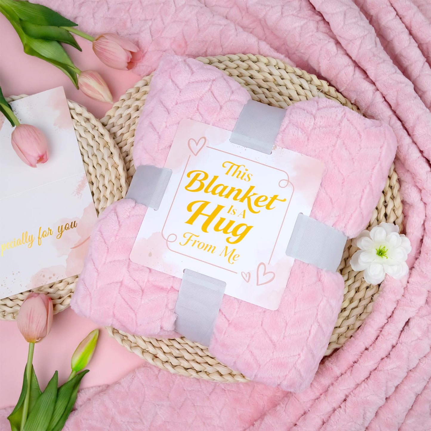 MIXVOVA Birthday and Get Well Gifts for Women - Self Care Relaxing Spa Package with Luxury Flannel Blanket, Unique Valentines Day Mother's Day Gifts for Mom Wife Friends