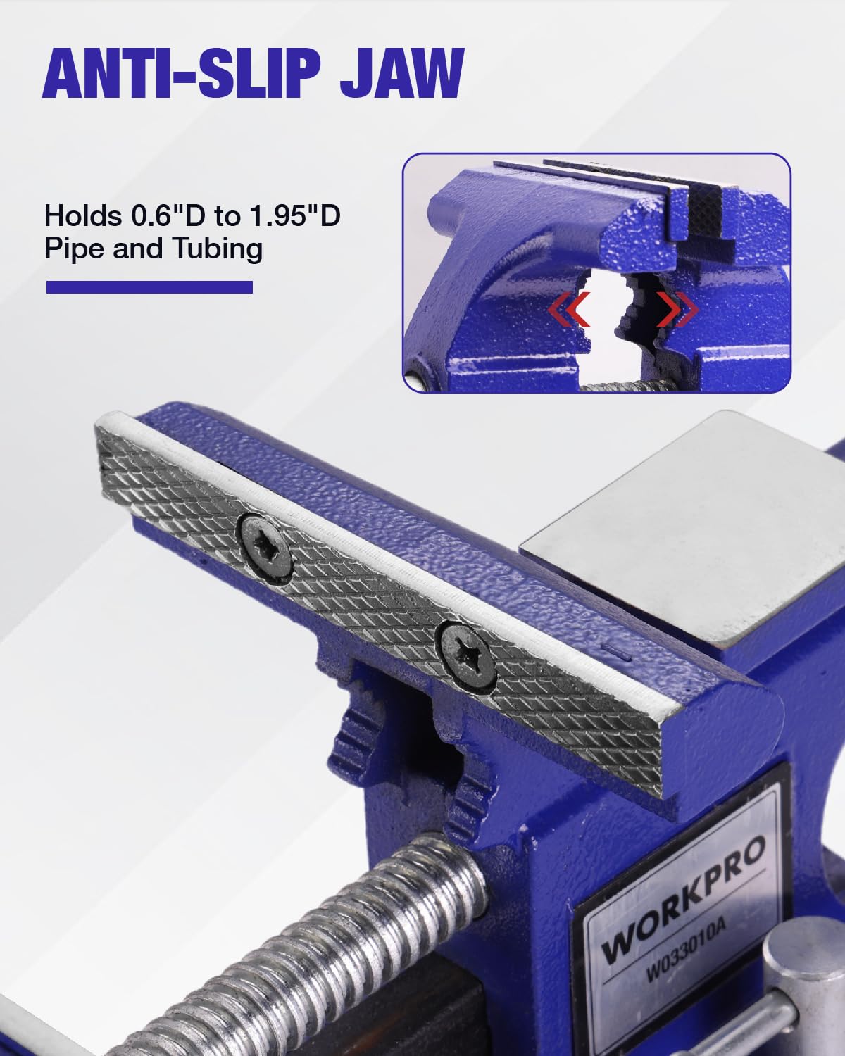 WORKPRO Bench Vise, 4-1/2" Vice for Workbench, Utility Combination Pipe Home Vise, Swivel Base Bench for Woodworking