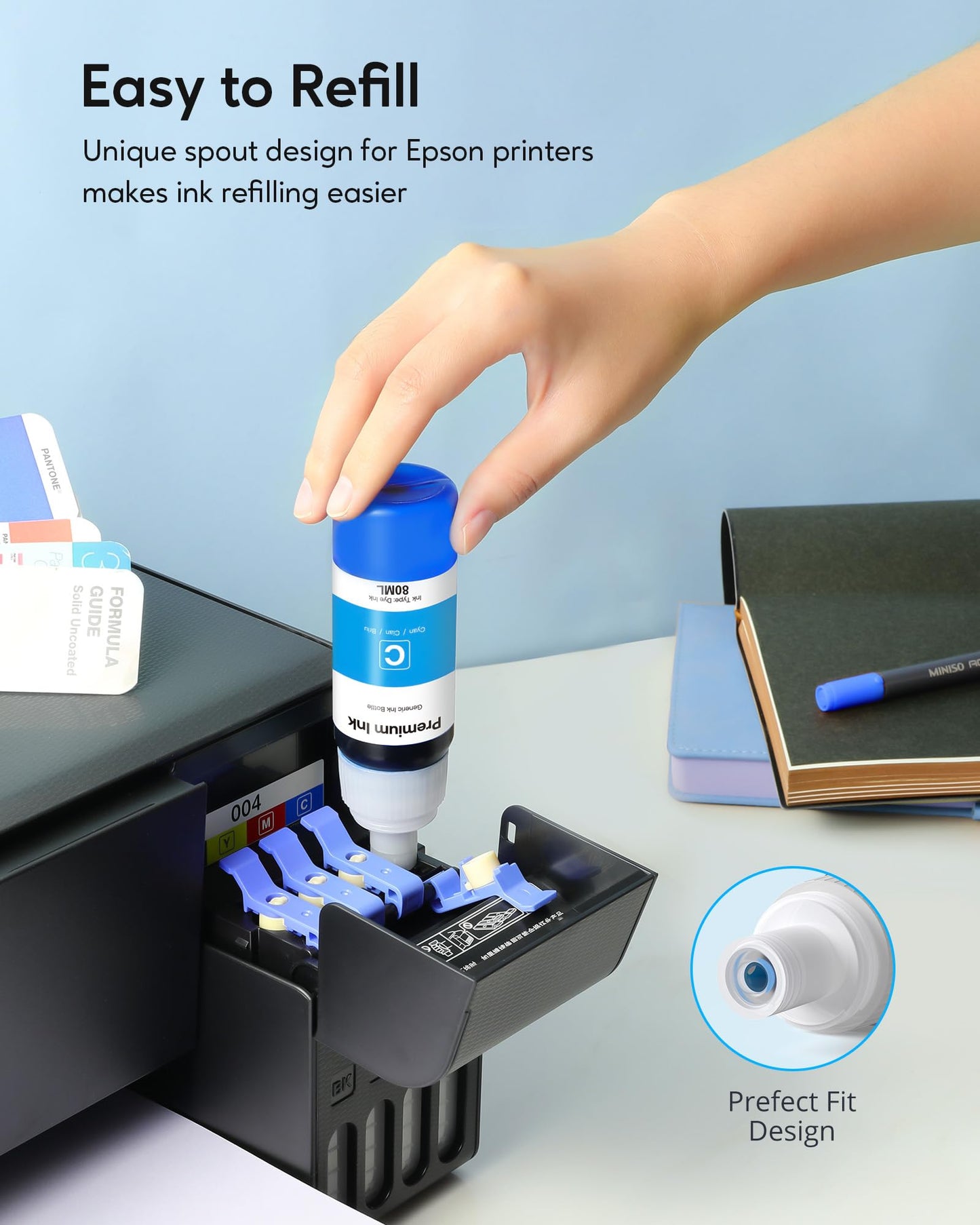 CEEBOO 502 Refill Ink Bottle Replacement for Epson 502 Ink Refill Bottles (Not Sublimation Ink) , 4 Black 140 mL, 2 Cyan 80 mL, 2 Magenta 80 mL, 2 Yellow 80 mL, 10 Bottles