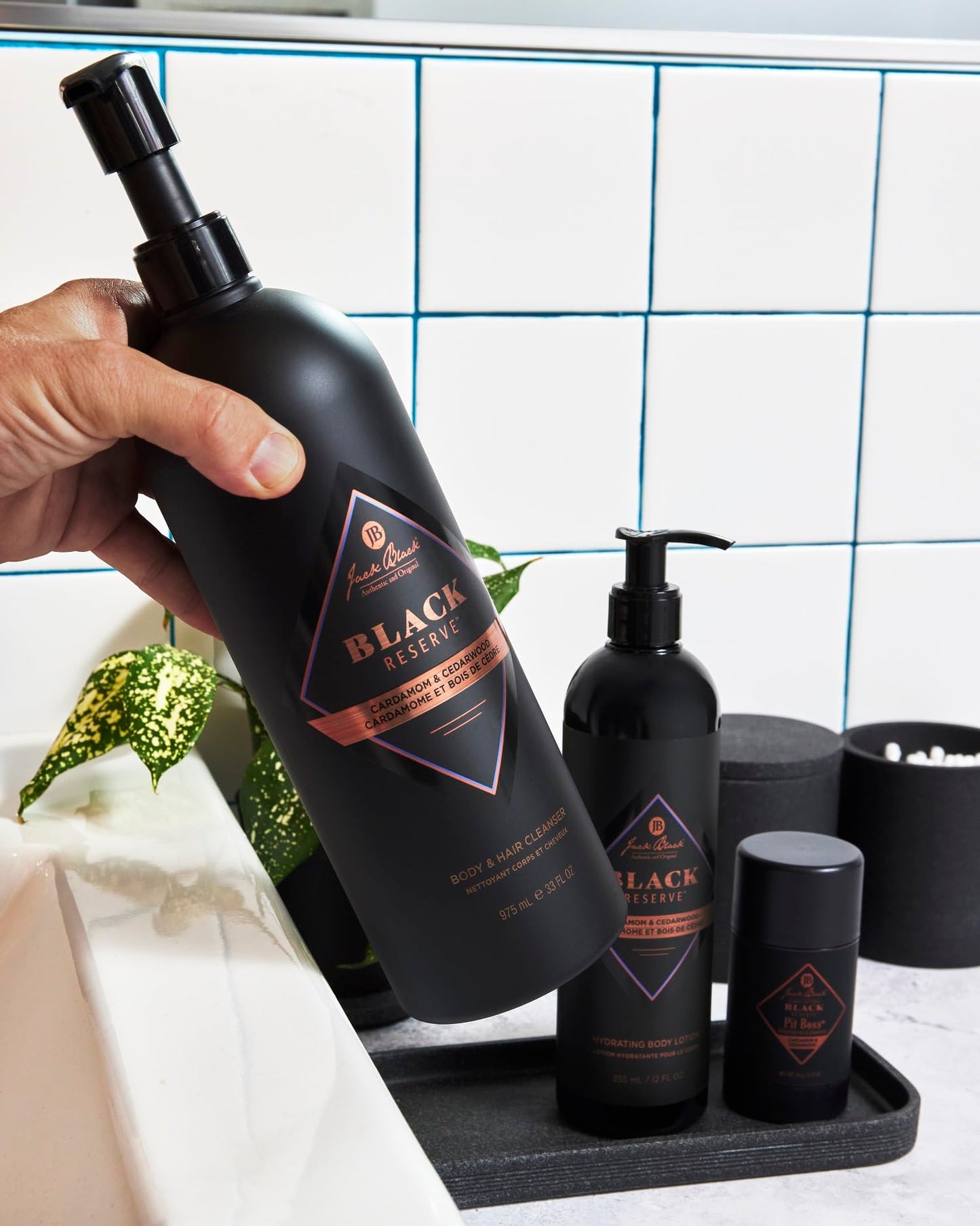 Jack Black Black Reserve Body Collection Set for Men – Cardamom & Cedarwood – Dual-Purpose Mens Body Wash, Pit Boss Mens Deodorant, Mens Body Lotion, Mens Grooming Kit