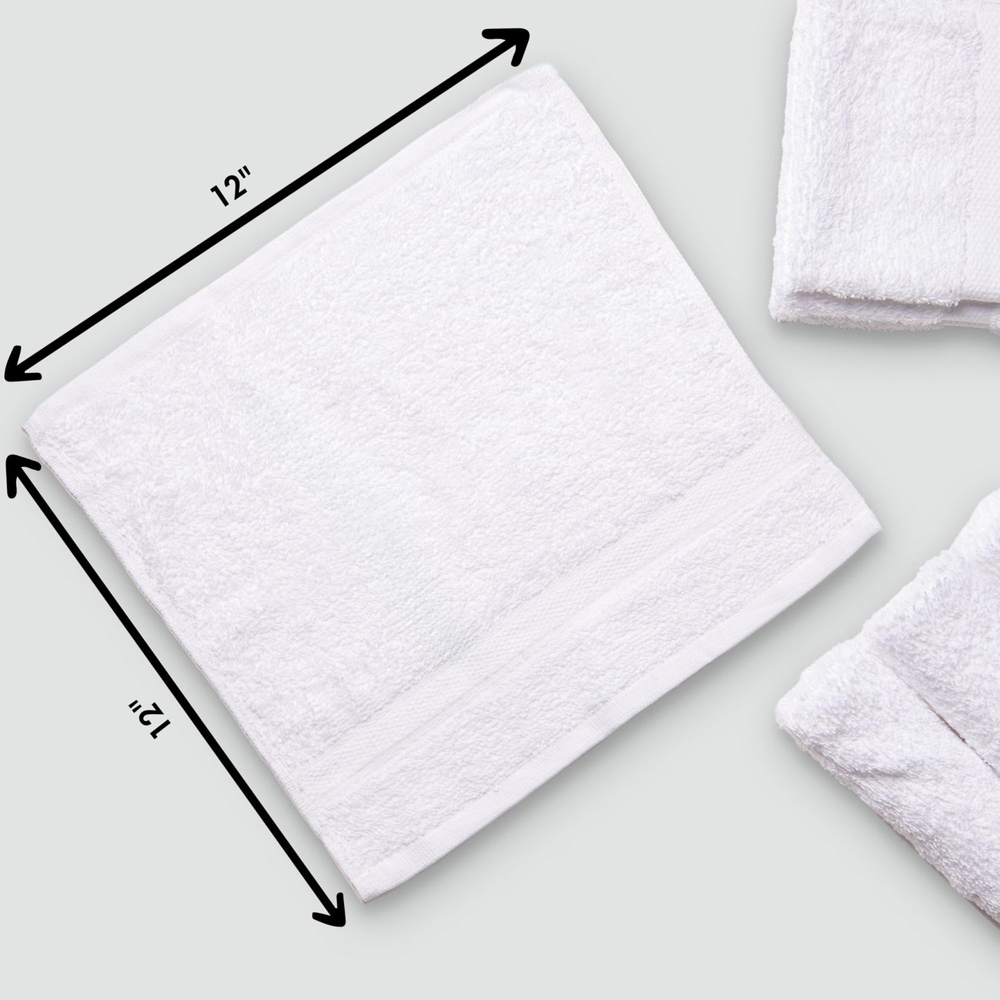 Bulk Spa White Washcloths – 48 Pack – Size 12” x 12” – Thick Loop Pile Washcloth – Absorbent and Soft 100% Ring-Spun Cotton Wash Cloth – Lint Free Face Towel – Wash Cloths Perfect for Bathroom