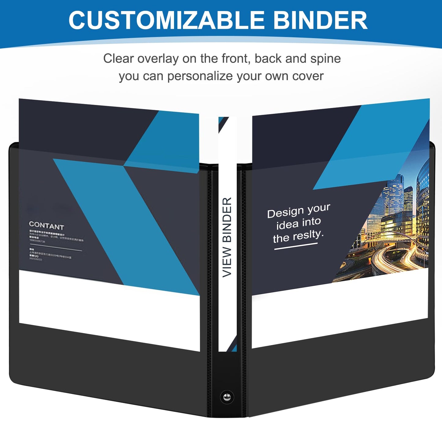 Durable 1 inch 3-Ring Binder, 1" Round Ring Binder with 2 Inside Pockets, Bulk Basic Binders, Clear View Cover 1-inch Binders Holds 8.5'' x 11''Paper for Office/Home/Back to School（Pack of 12, Black