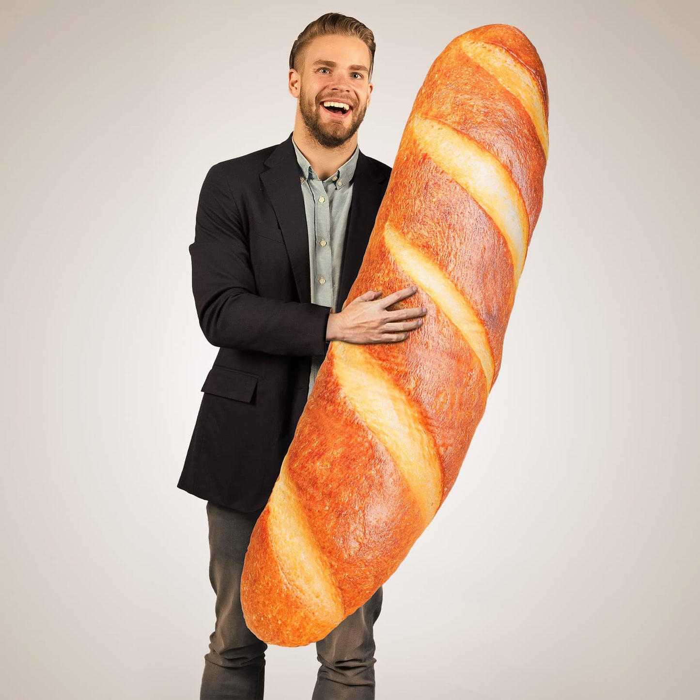 Yookeer 3D Simulation Bread Pillow 47.24 Inches Funny Food Pillow Giant Baguette Cushion Bread Body Plush Food Cushion for Valentine's Day Sleeping Decor