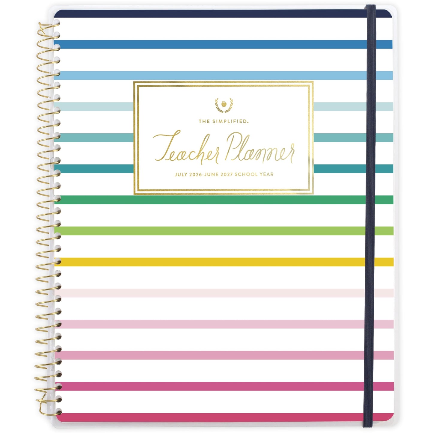 AT-A-GLANCE Teacher Planner 2026-2027 Weekly & Monthly Academic 12-Month July-June, 8-1/2" x 11", Simplified by Emily Ley, Happy Stripe (EL54-905A)