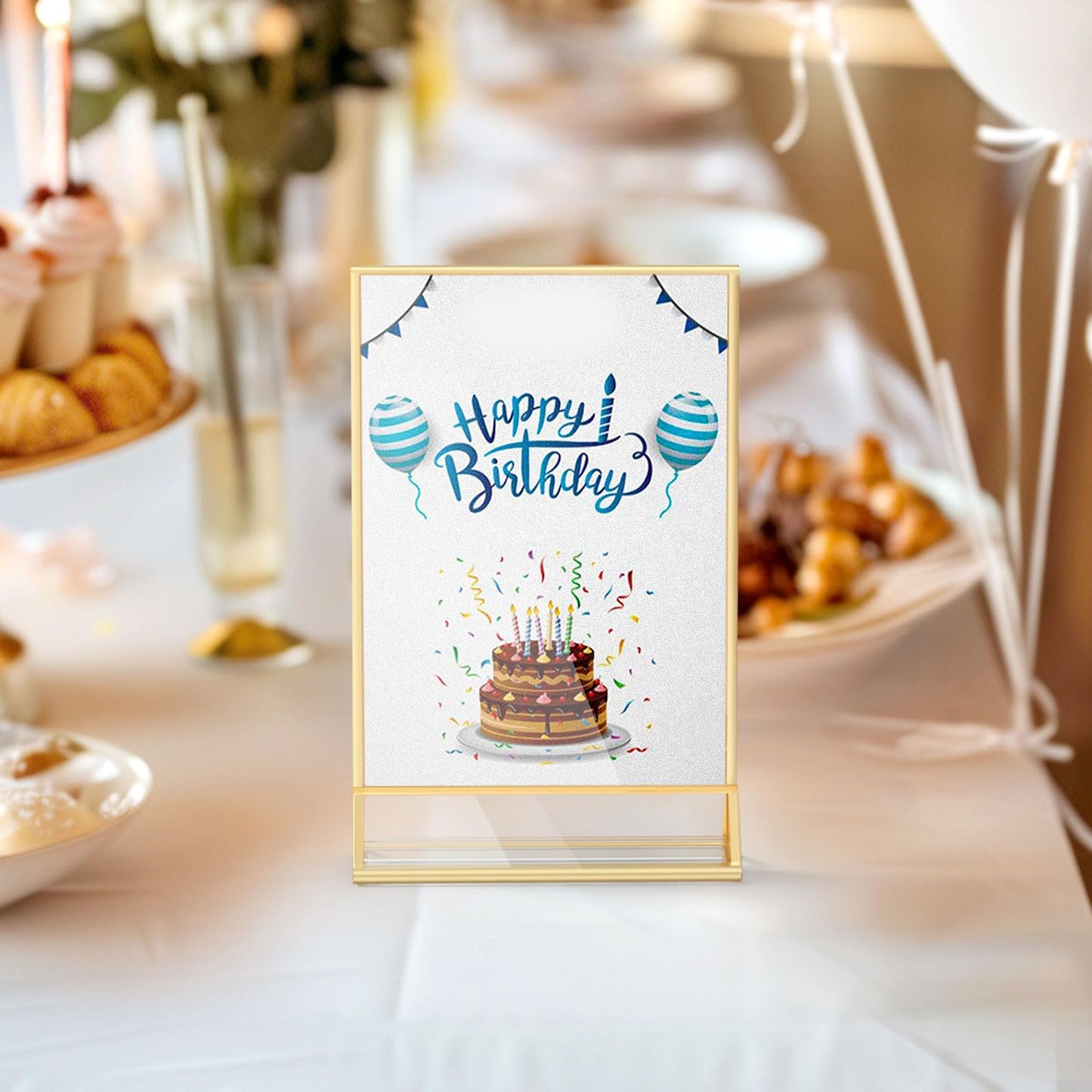 HIIMIEI 18 Pack Gold Sign Holders 4x6'' Acrylic Double Sided Table Menu Display Stand, Wedding Table Numbers Holder