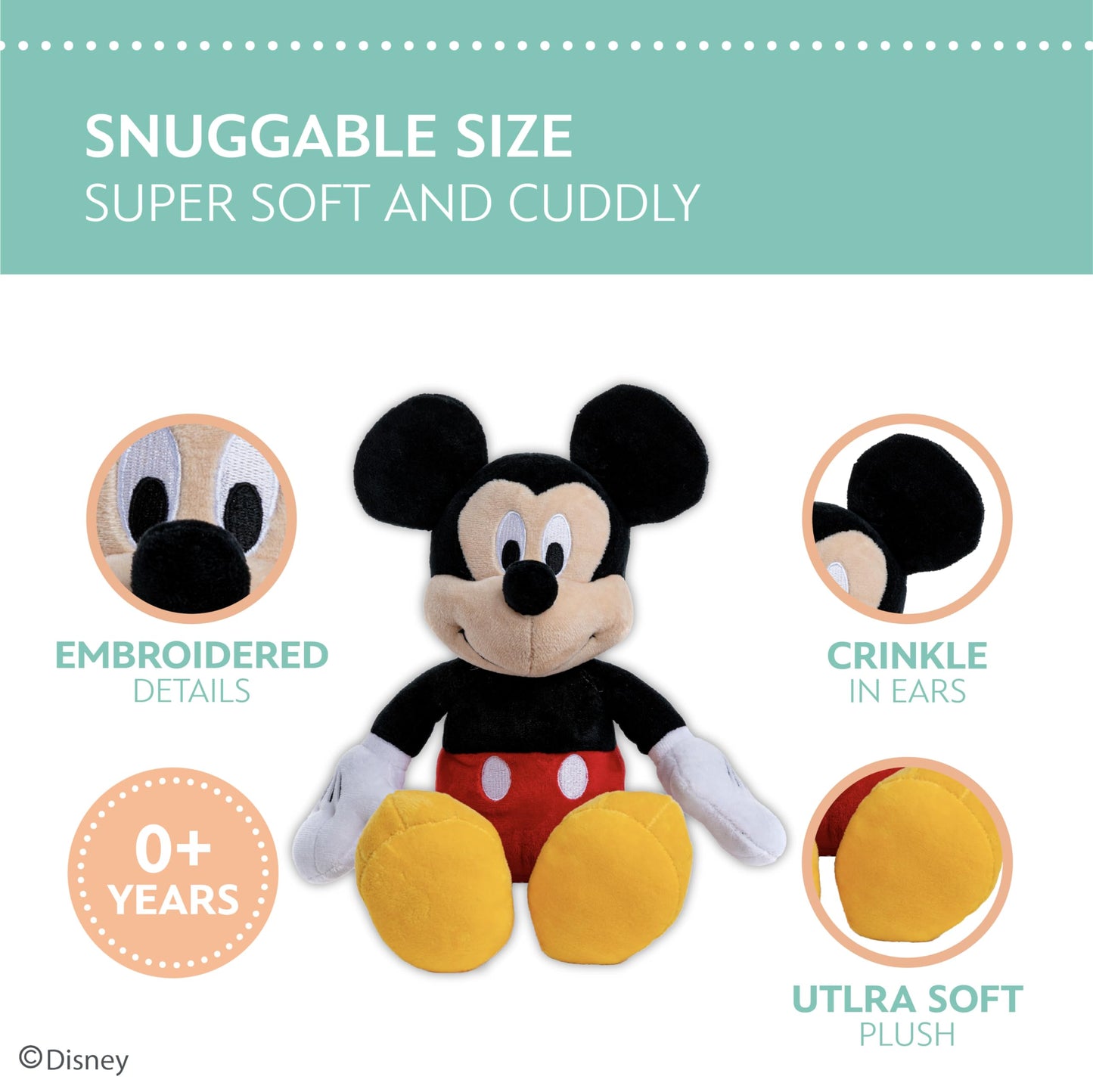 Disney Mickey Mouse Plush Doll - Super Soft and Cuddly - 15.5 inch - Stuffed Animals - Novelty Character Collectibles