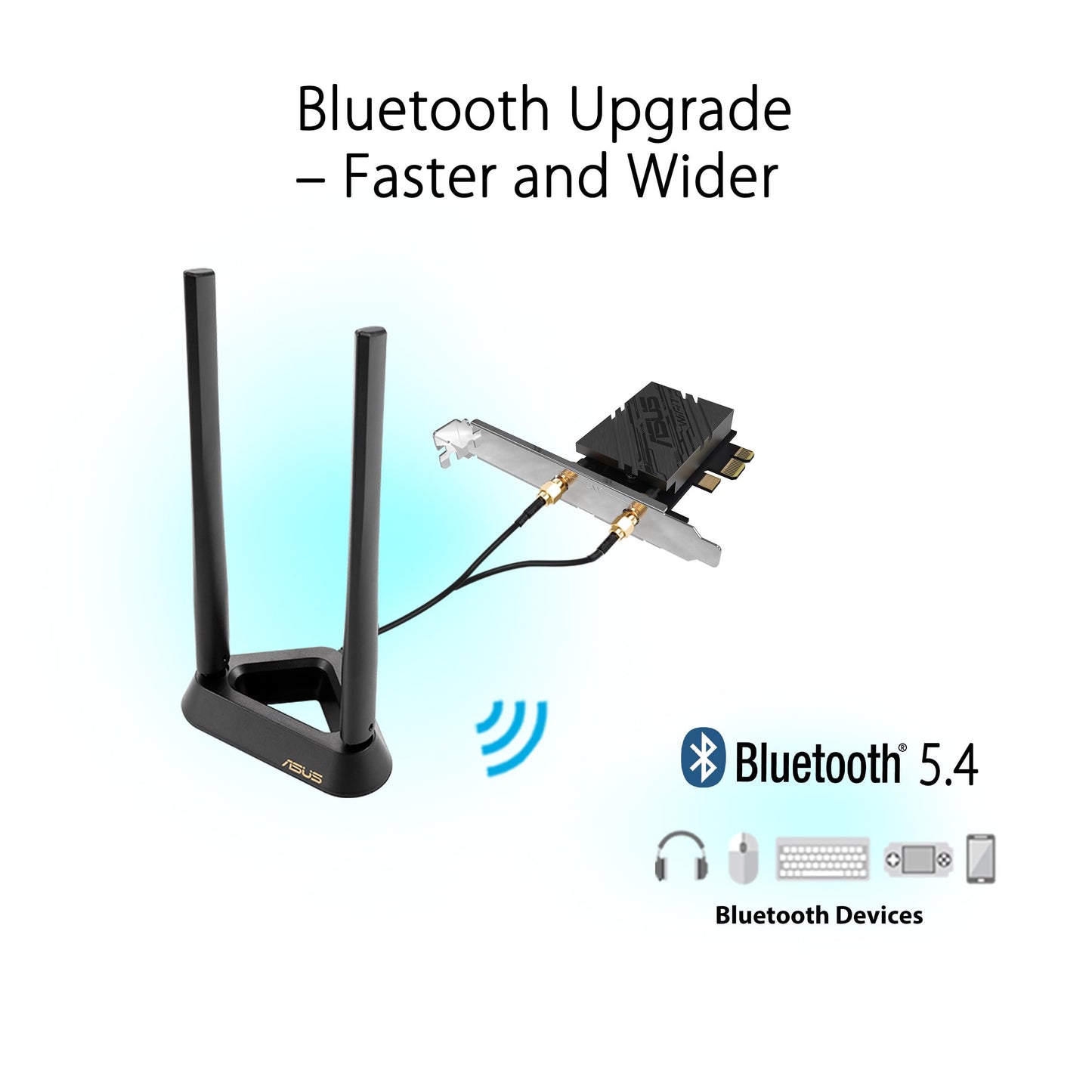 ASUS PCE-BE92BT WiFi 7 PCI-E Adapter with 2 External Antennas. Supporting 6GHz Band, 320MHz, Bluetooth 5.4, WPA3 Network Security, OFDMA and MU-MIMO, only Compatible with Intel motherboards
