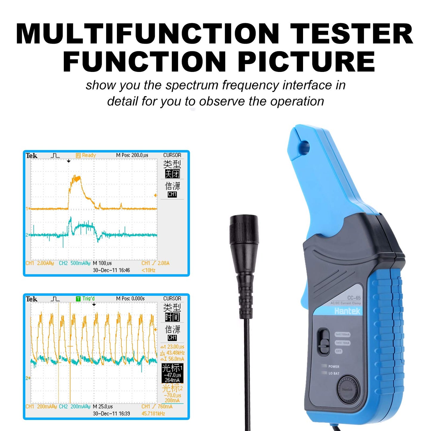 Hantek CC-65 AC/DC Multimeter Current Clamp Meter with BNC Connector Up to 20 kHz 20mA to 65A DC
