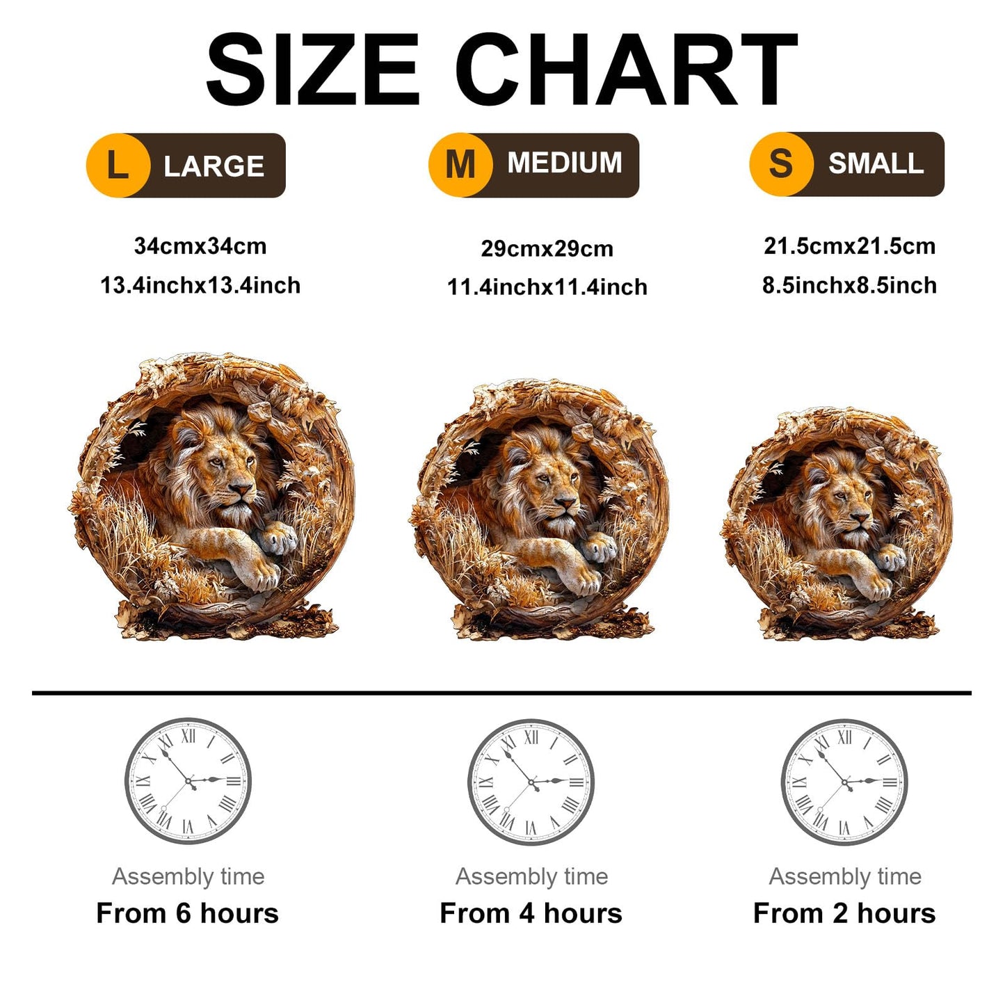 KAAYEE Wooden Puzzles for Adults, 3D Vision Effect Lion King Wooden Jigsaw Puzzles 300 PCS Unique Shape Advanced Wood Puzzle Adult, 3D Effect Flat Puzzle Birthday Gifts Family Game (L-13.4 * 13.4in)