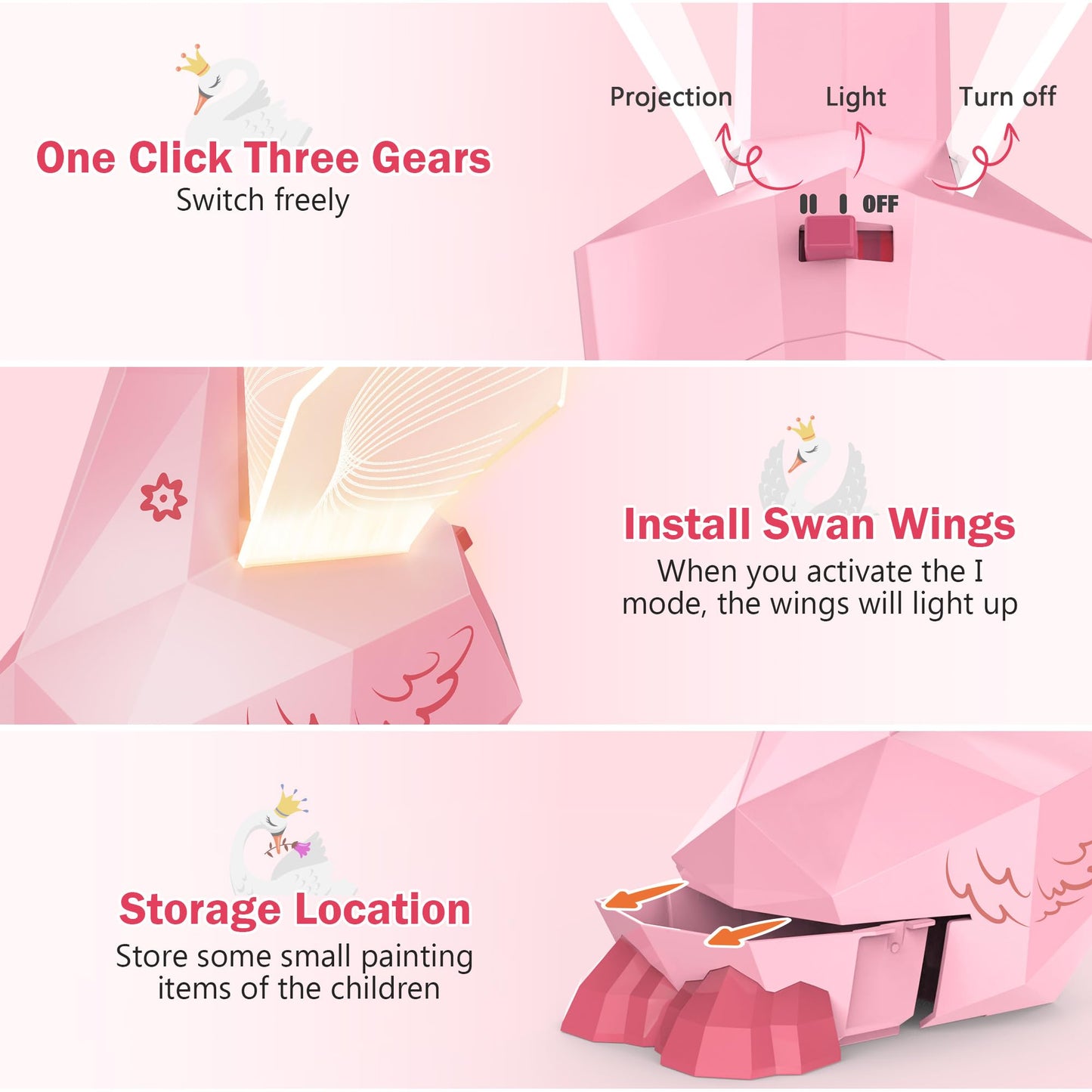 MFEESYOB Kids Drawing Projector, Drawing and Drawing Projector for Kids with Cute Swan Appearance, Smart Art Sketch Projector with 96 Templates, Toddler Toys