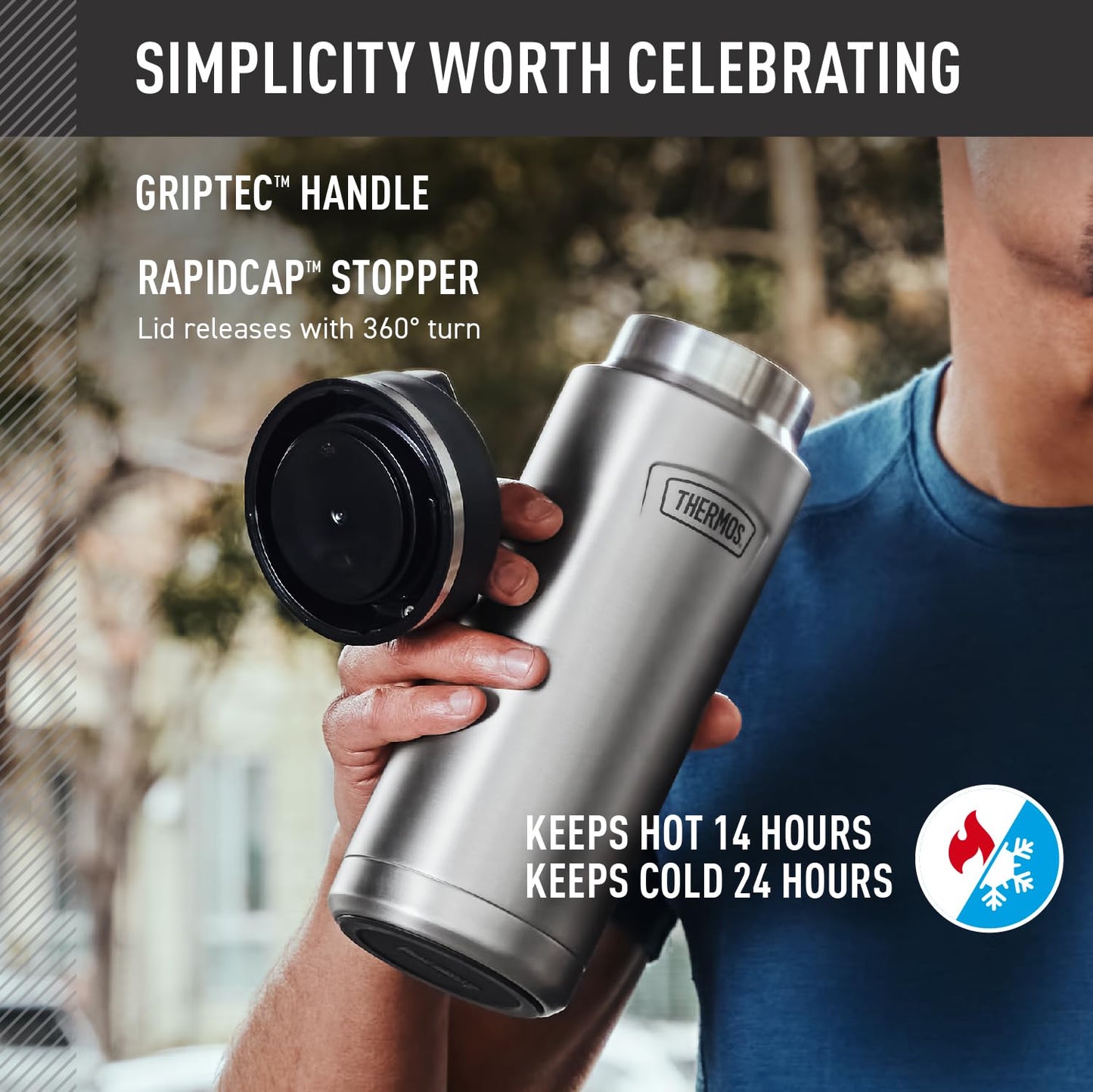THERMOS ICON SERIES Stainless Steel Water Bottle with Screw Top Lid - 32 Ounce, Matte Stainless Steel - Vacuum Insulated Water Bottle with Lid