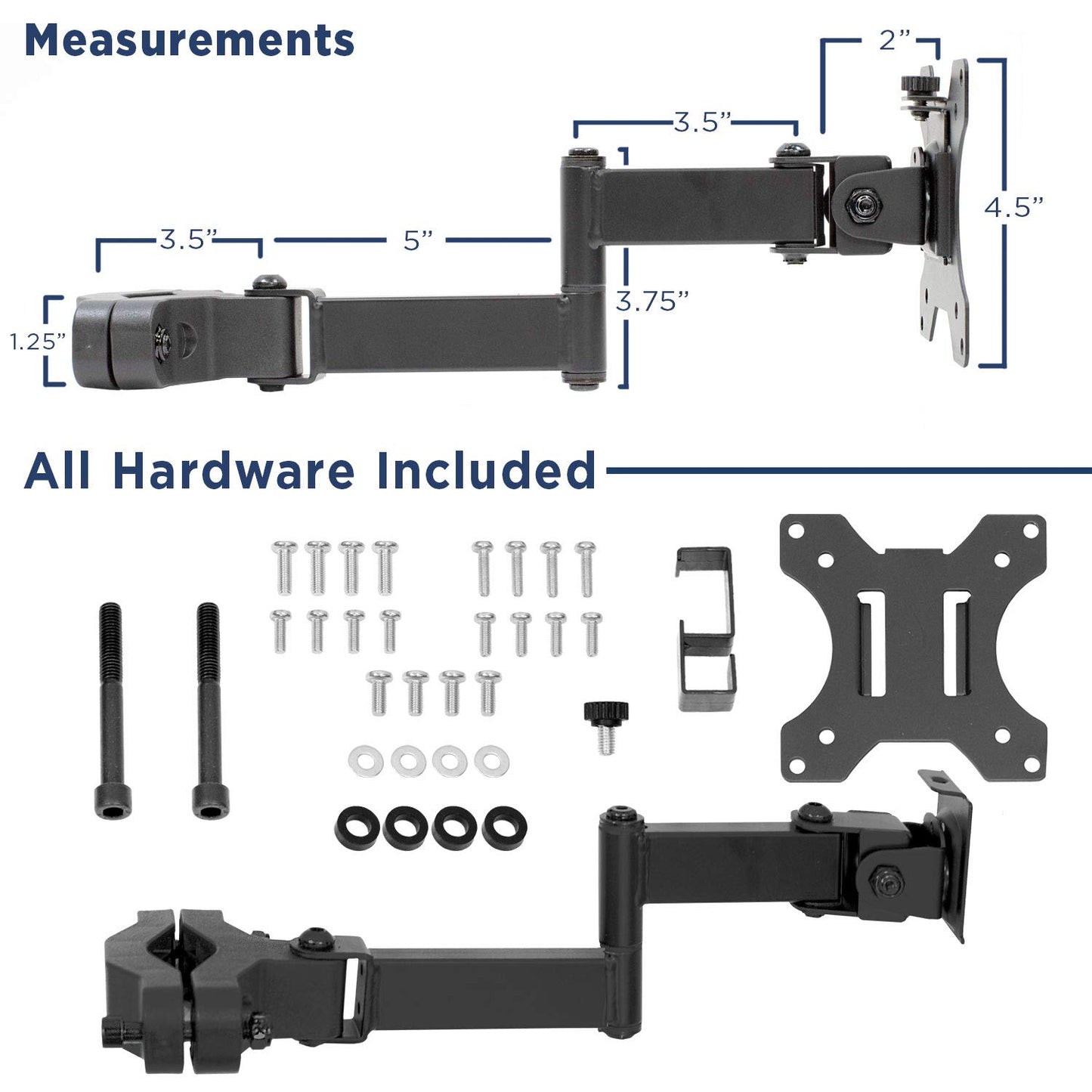 Mount-It! Universal Full Motion Steel Pole Mount with Articulating Arm and Removable VESA Plate for 17 to 32 Inch Monitors & TVs, VESA 75x75 & 100x100 Compatible, Black (MI-391)
