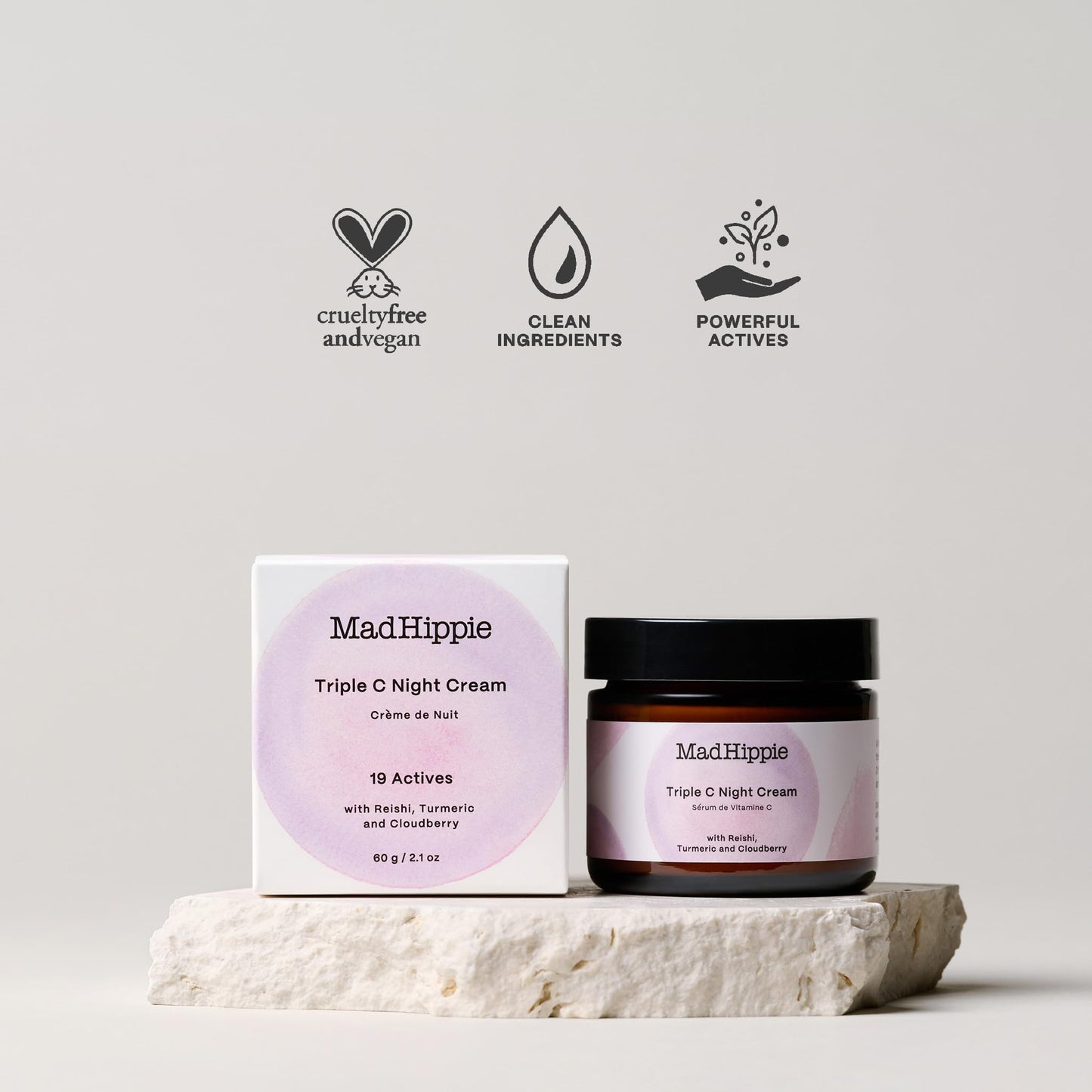Mad Hippie Vitamin C Serum for Face with Hyaluronic Acid & Triple C Night Cream Ceramide Moisturizer - Skin-Brightening Skin Care Set (2 Piece Set)