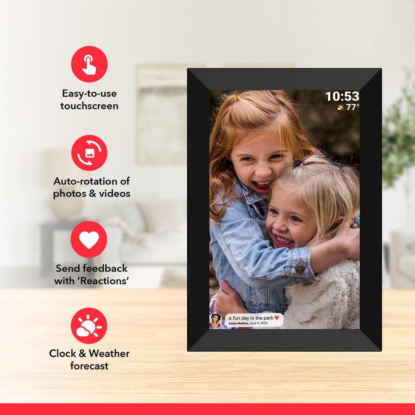 32GB FRAMEO 10.1 inch WiFi Digital Picture Frame 1280x800 HD IPS Touch Screen Smart Cloud Photo Frame, Auto-Rotate, Wall Mountable, Easy Setup to Share Photos or Videos via Frameo