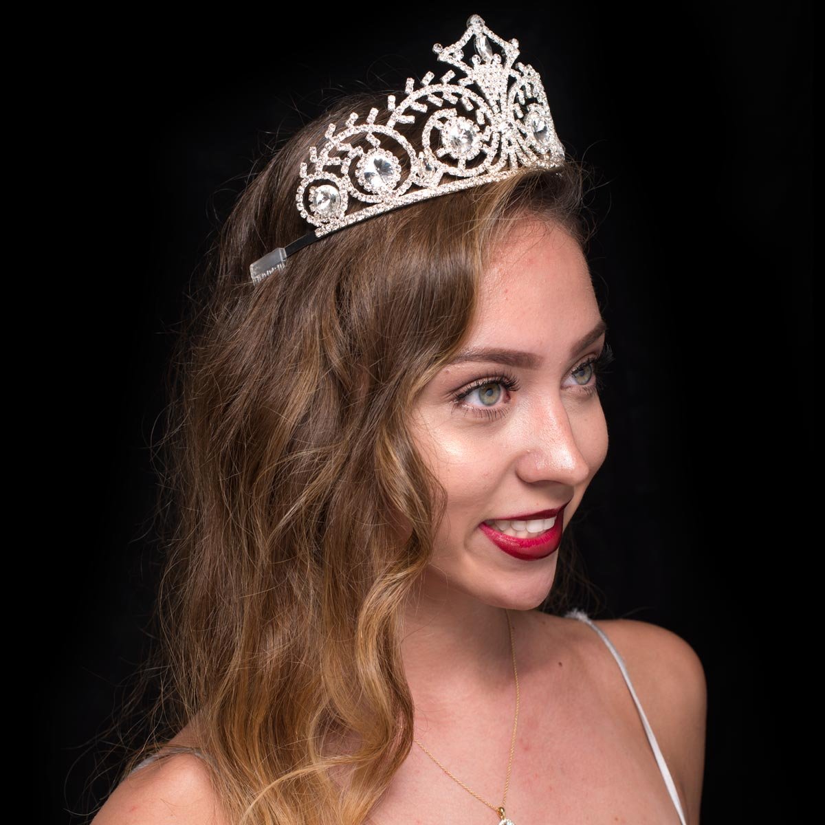 Anderson's Fleur-de-Lis Crown with White Faux Fur and Elsa Queen Tiara Royalty Set, King and Queen Set For Prom, Homecoming, School Dance, Costume, Party, Pageant, Event