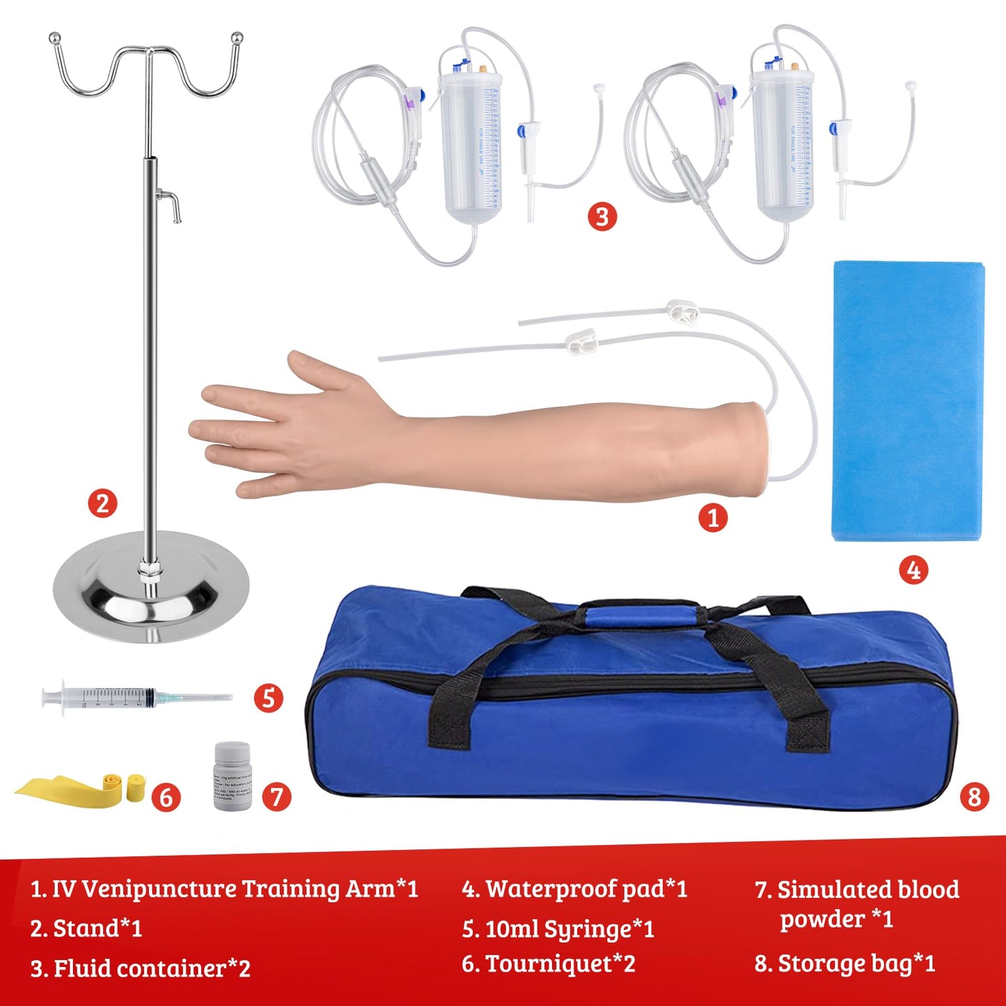 SimCoach Phlebotomy Practice Kit for Injection Training, IV Practice Kit with Phlebotomy Arm, Venipuncture and Blood Draw Practice Kit for Medical Students, Education Training Only