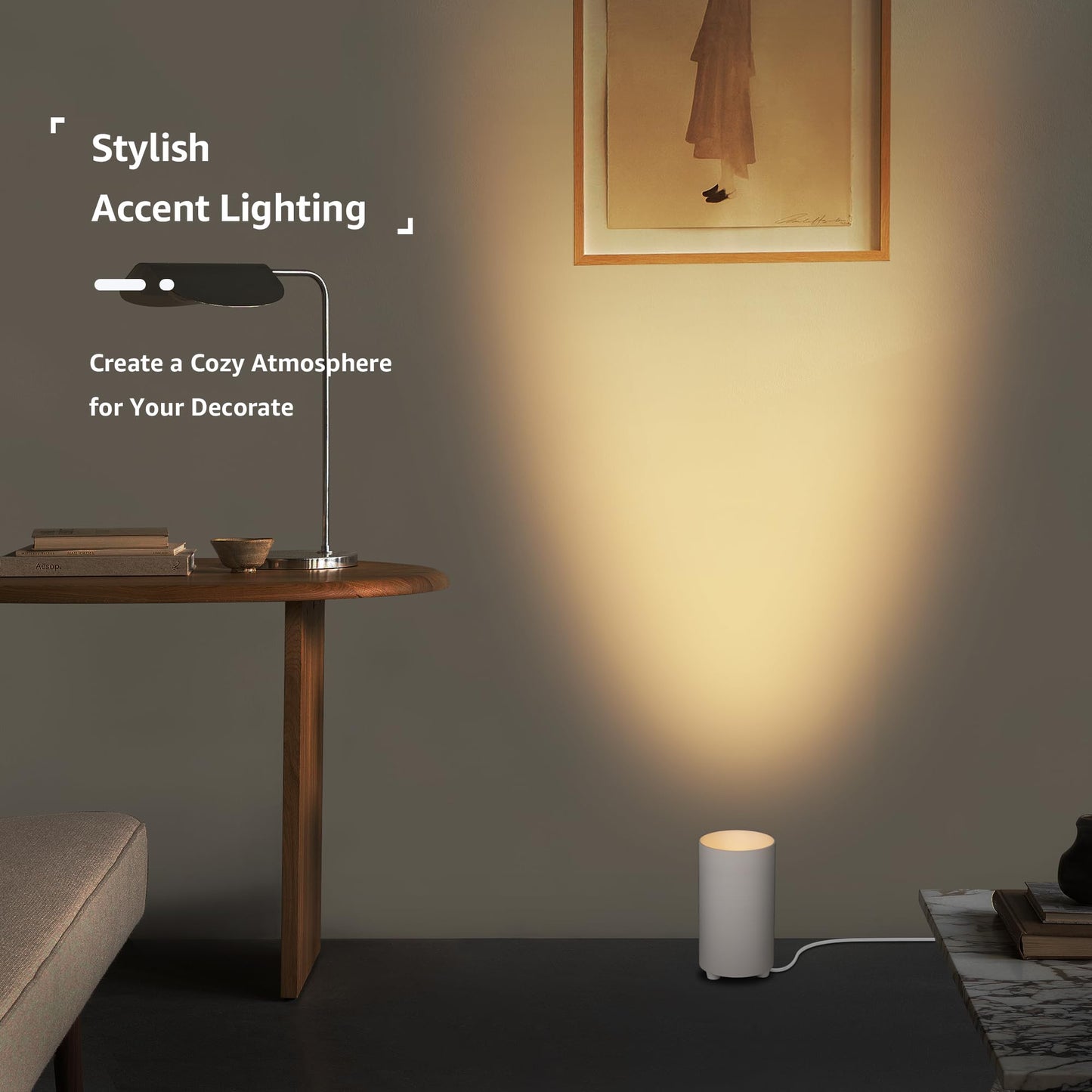 SUNVIE 2 Pack Up Lights Indoor Floor Can Light, Uplighting Indoor Spotlight Accent Lighting with 2700K GU10 LED Bulbs, 5W Uplights Floor Spot Light for Home Plant, 5.9 FT Plug Cord & Foot Switch