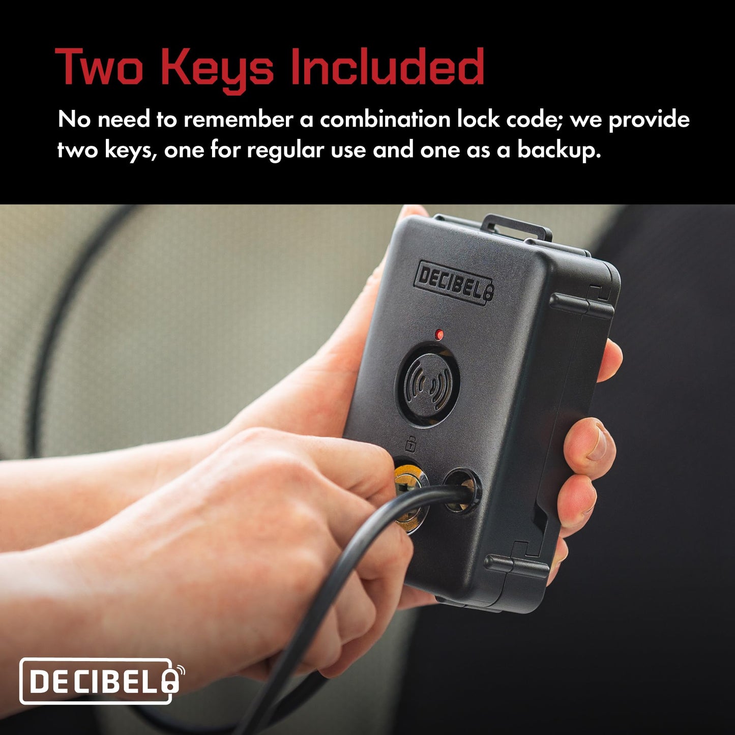 Decibel 15ft Cable Lock with 100dB Alarm, Security Cable and Bike Lock Cable for Outdoor Gear & Power Tools