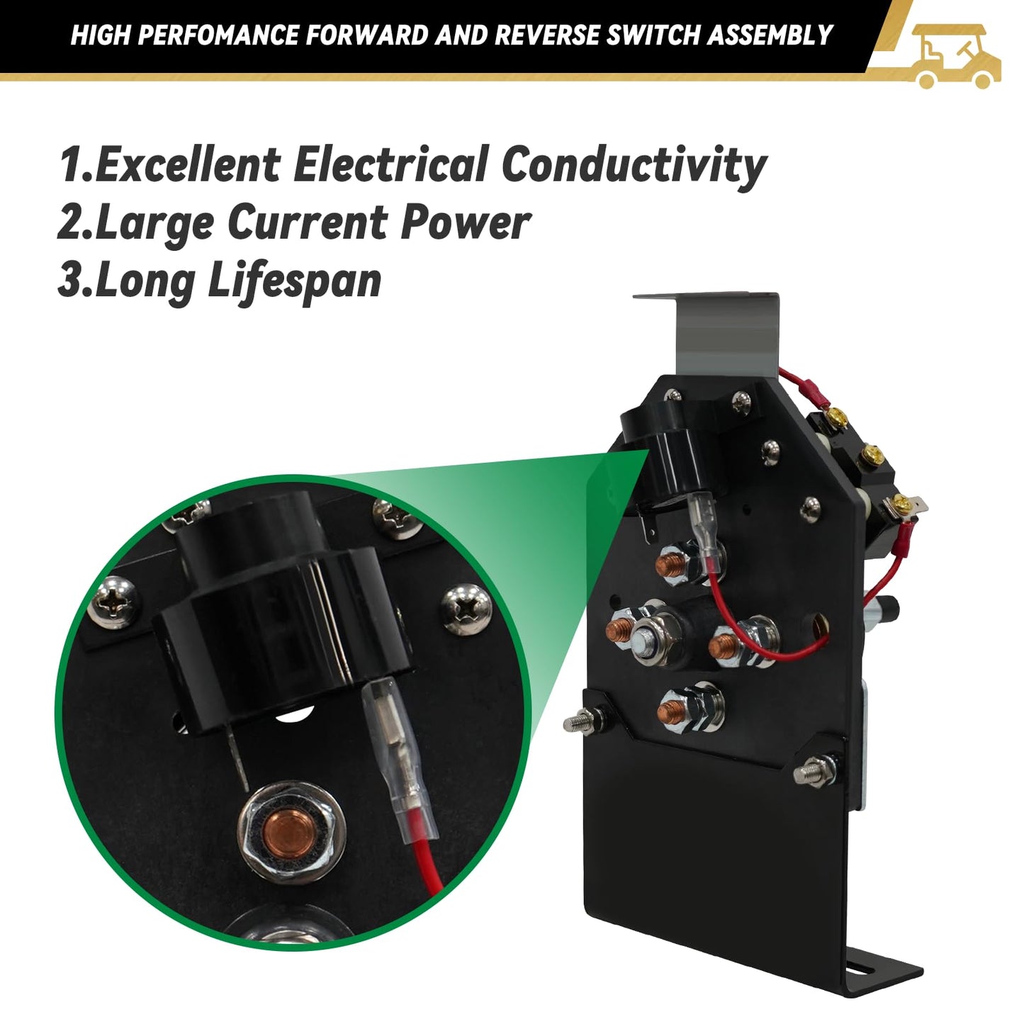 HANGKUNNEE Heavy Duty Forward and Reverse Switch Assembly, Golf Cart Forward and Reverse Switch for 1994-UP Electric EZGO TXT, Replaces OEM# 70578-G01