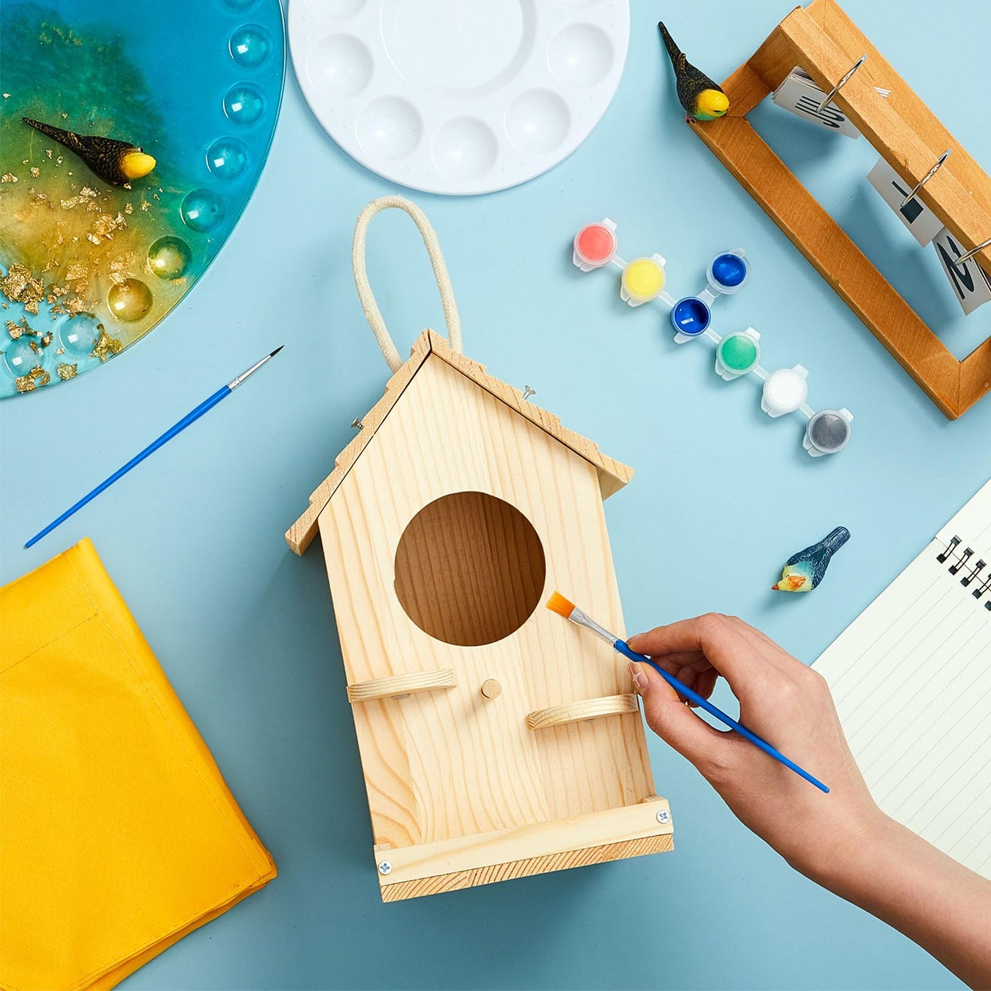 Liliful 6 Pack Birdhouse Kit DIY Wooden Bird House with Paint and Paintbrushes Arts and Crafts Painting Kits for Boys Girls Adults Build Paint Classroom Birthday Indoor Outdoor Craft