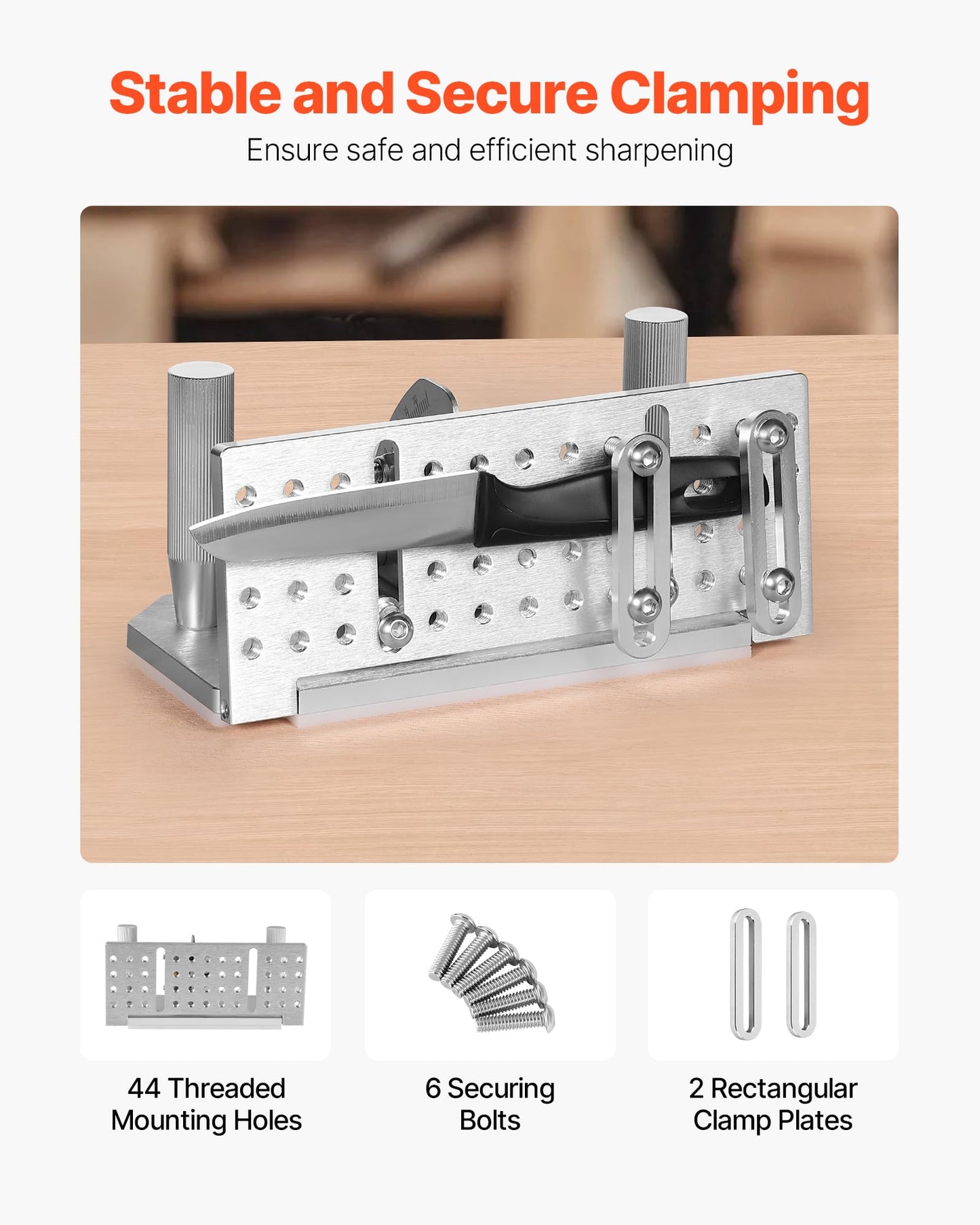 VEVOR Belt Grinder Knife Jig, 85° - 115° Adjustable Belt Sander Knife Sharpening Jig with Dual Handles, 7.68" Long Sharpener Locator Compatible with Belt Sander, Bench Grinder, Sharpening Machine