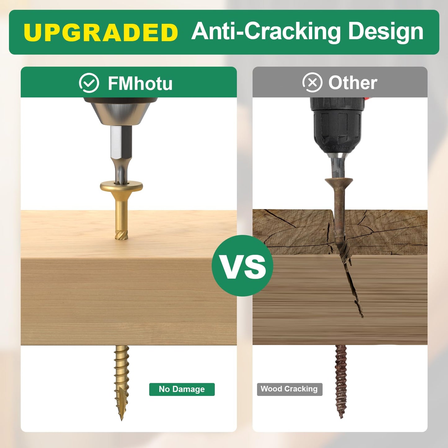 FMhotu Deck Screws 4-1/2 Inch 150Pcs Star Drive Decking Wood Screws, Rust Resistant Timber Screws for Timber/Log/Landscaping Wood (#14 x 4-1/2" Tan)