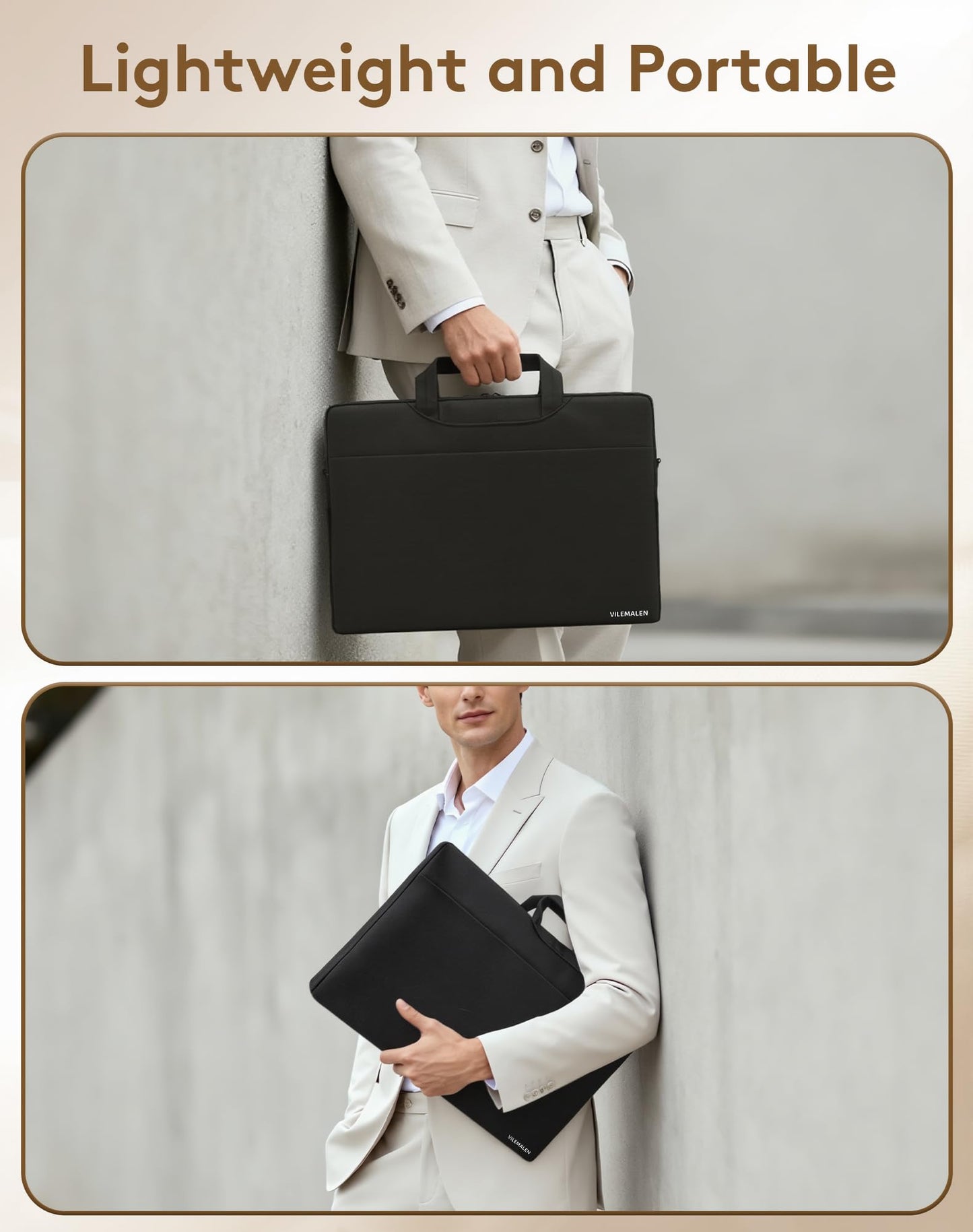 23.8-24 Inch Portable Monitor Sleeve, Water-Resistant Dustproof Case & Soft Lining with Multi-Carry Design (Handle/Shoulder Strap/Luggage Strap), Multi-Pocket Protective Bag for Monitor/Laptop/Tablet
