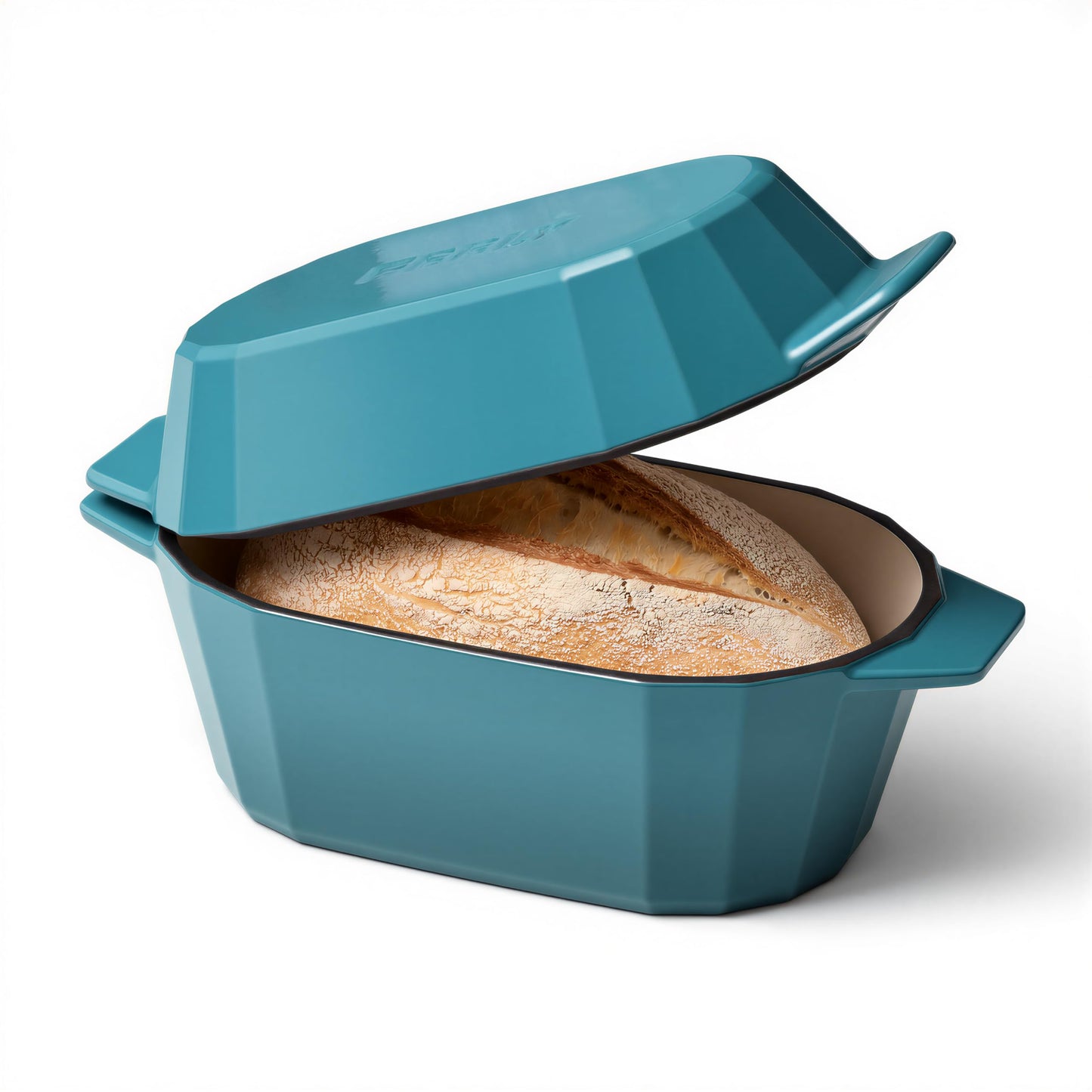 Enameled Cast Iron Sourdough Bread Oven – Dutch Oven for Sourdough, Oval Cast Iron Bread Pan with Lid，Loaf Cast Iron Dutch Oven for Baking (3.3QT-Blue）
