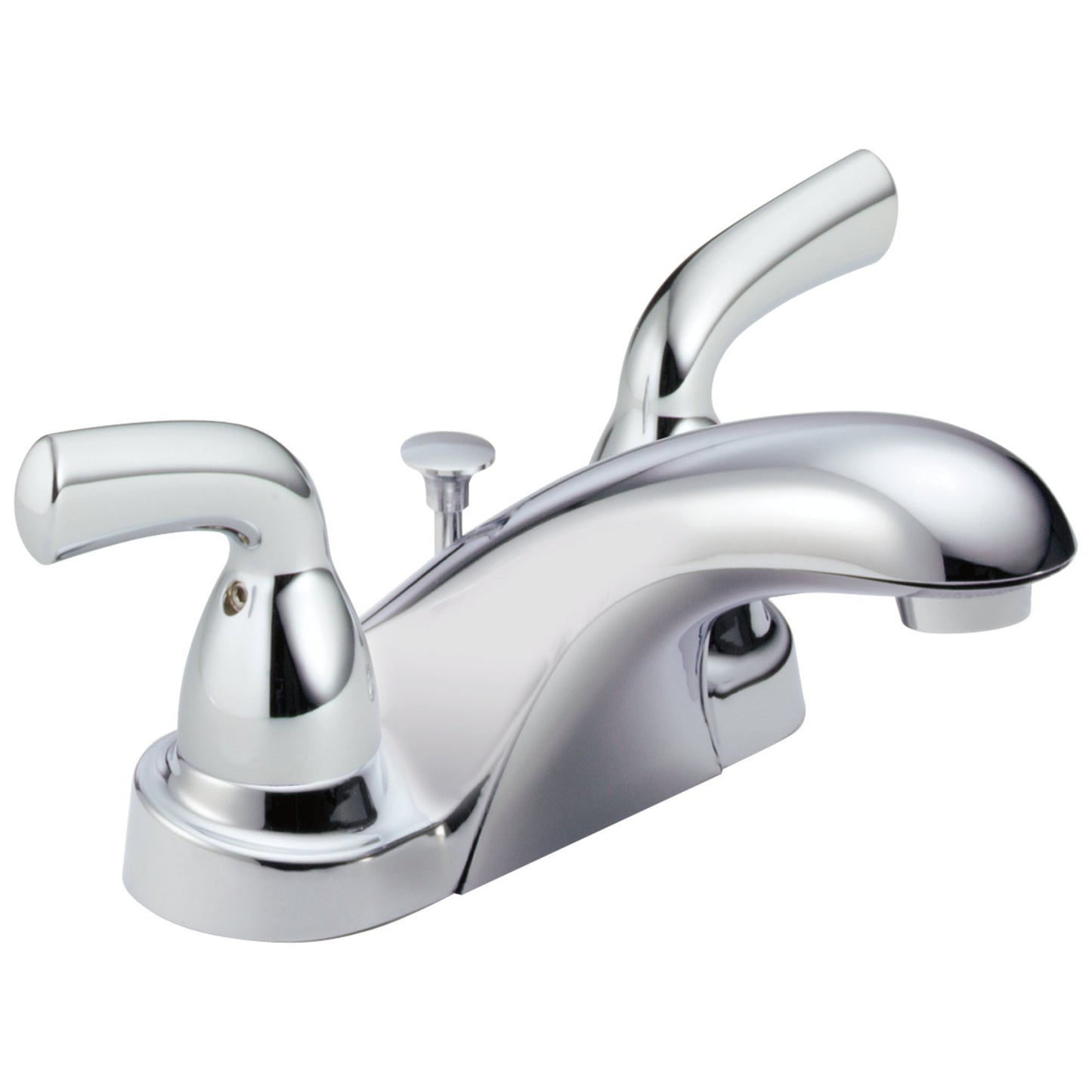 Delta Foundations Centerset Chrome Bathroom Faucet, 4 Inch 3 Hole Bathroom Sink Faucet for Vanity, Chrome B2510LF