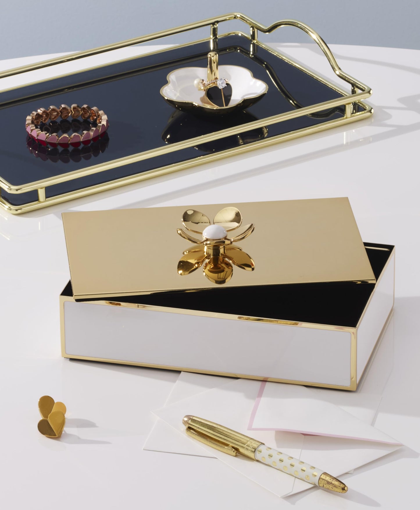 kate spade new york Make It Pop Large Floral Box, Gold