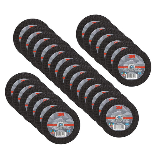 3M Silver Cut-Off Wheel, 87461, T1, 4 in x .035 in x 3/8 in, Pack of 25, Precision Shaped Grain, Pipe Cutting, Stainless and Mild Steel, Metal Fabrication, Metalworking
