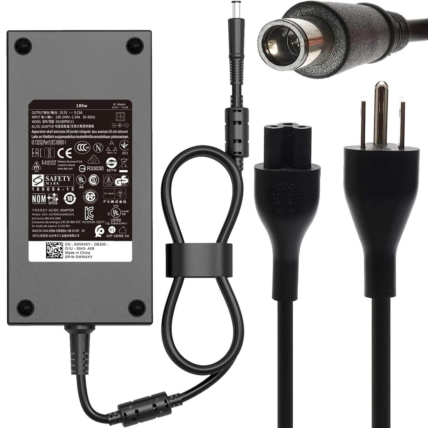 180w 19.5V 9.23A AC Laptop Charger Fit for Dell Precision 7510 7520 7530 7540 7550 7560 3530 7730 5530 M4600 M4700 M4800 DA180PM111 for Dell G5 G7 15 17 Adapter Power Supply Cord