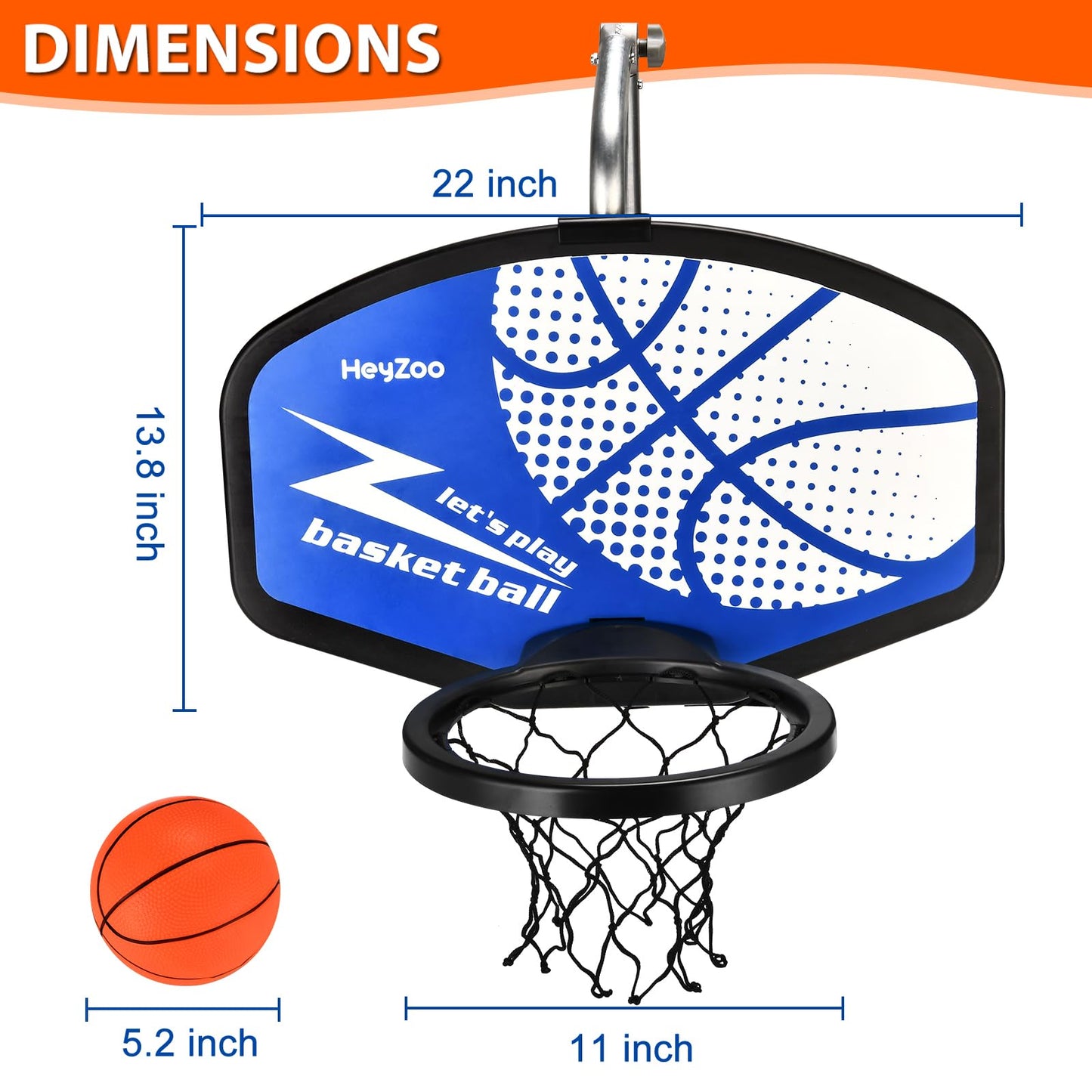 Trampoline Basketball Hoop, with Pump and Mini Balls, Easy to Assemble Sturdy for Dunk Fit, Waterproof, Trampoline Accessory of Trampoline, All Ages