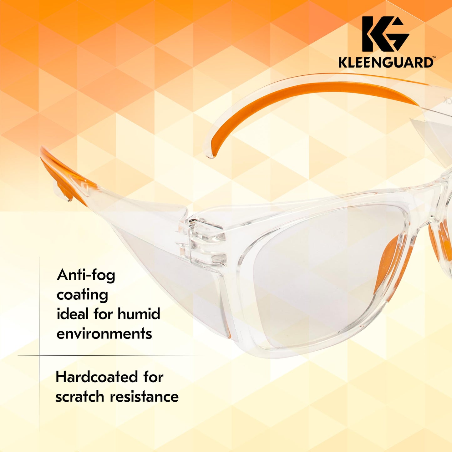 KleenGuard™ V30 Maverick™ Safety Glasses (49301), with KleenVision™ Anti-Fog Coating, Clear Lenses, Clear Frame, Unisex for Men and Women (Qty 12)