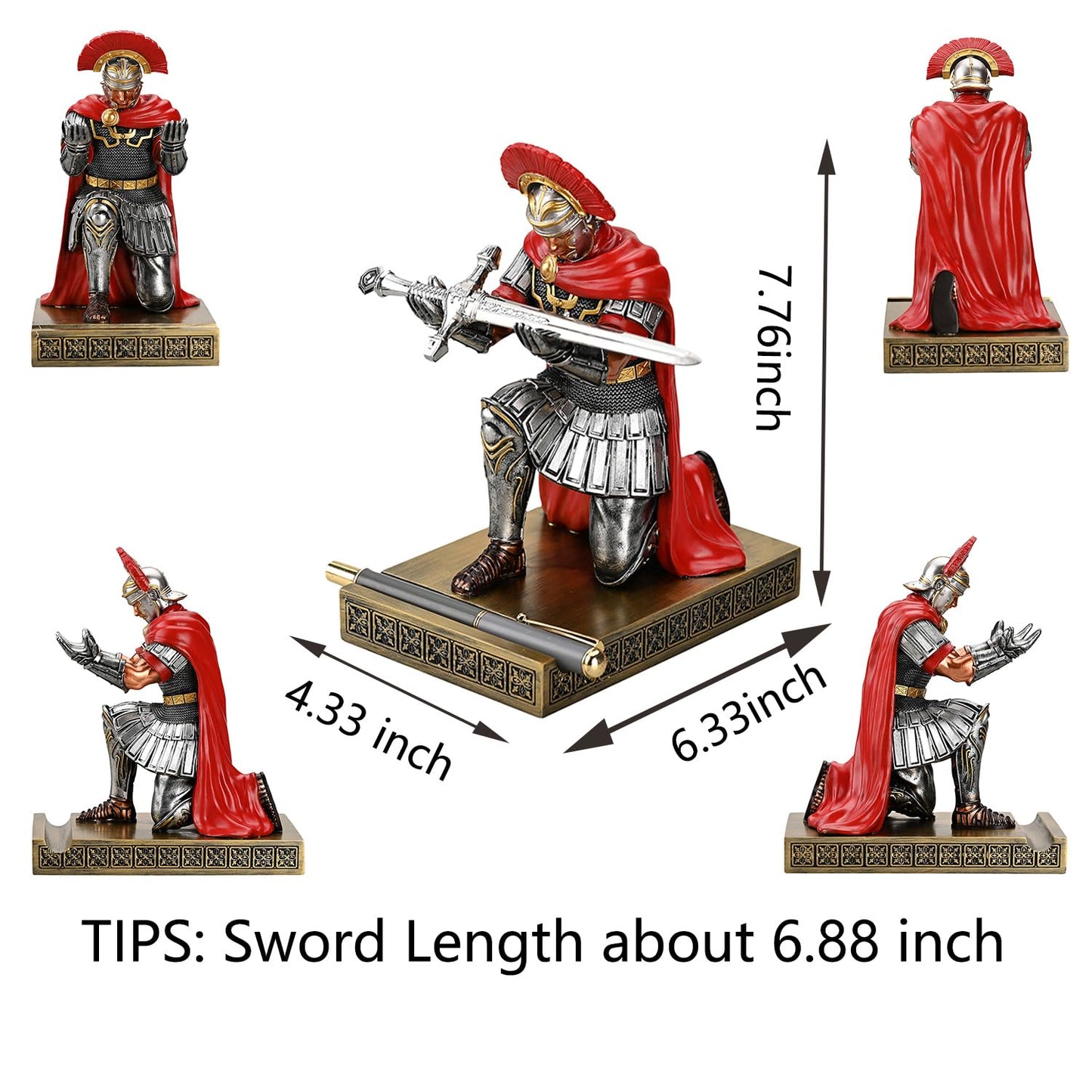 HDMbigmi Centurion Cloak Warrior Knight Pen Holder Mobile Phone Stand Desk Organizers and Accessories as Gift for Office and Home (Silver)