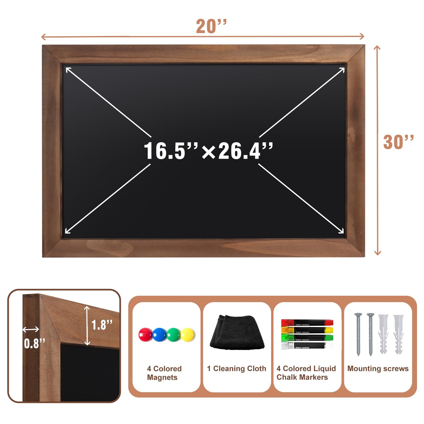 SELEAD 100% Real Wood Frame Magnetic Chalkboard Words Sign - 20" x 30" Rustic Wall Decor Bulletin Chalk Board for Home Kitchen, Business, Restaurant, Farmhouse