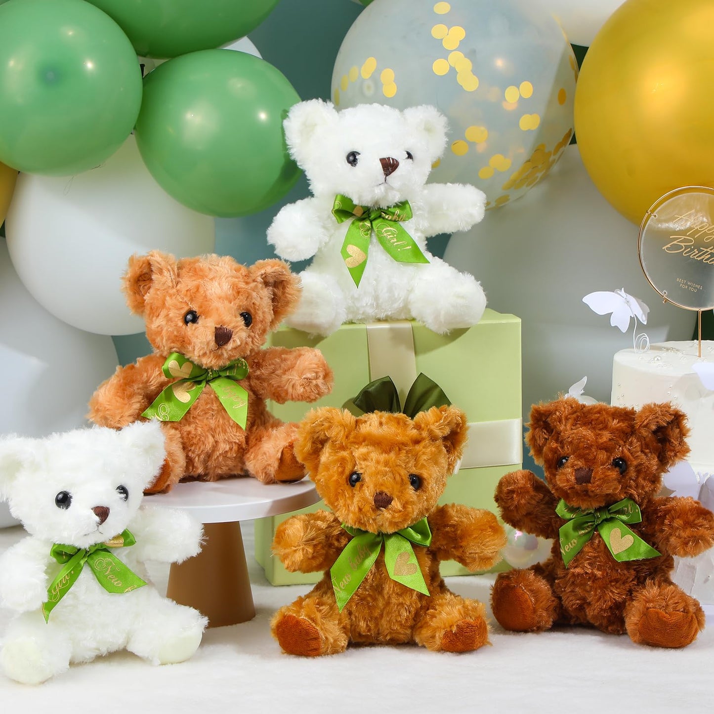 HyDren 24 Pieces Bulk 8 Inch Bears Stuffed Animals Small Soft Bear Plush Stuffed Toy with Bow Tie for Birthday Wedding Baby Shower Party Gift Favors