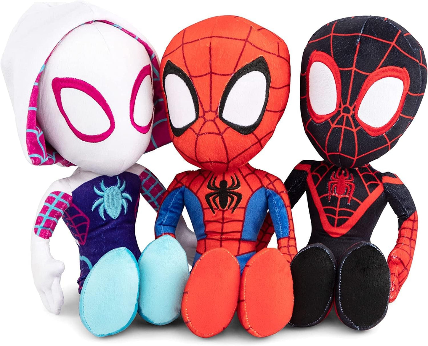 Marvel Spidey & His Amazing Friends 8" Plush 3-Pack Set - Spider-Man, Miles Morales & Gwen Stacy Ghost - Officially Licensed - Stuffed Animal Toy Figures - Spider-Verse Gift for Kids, Boys & Girls