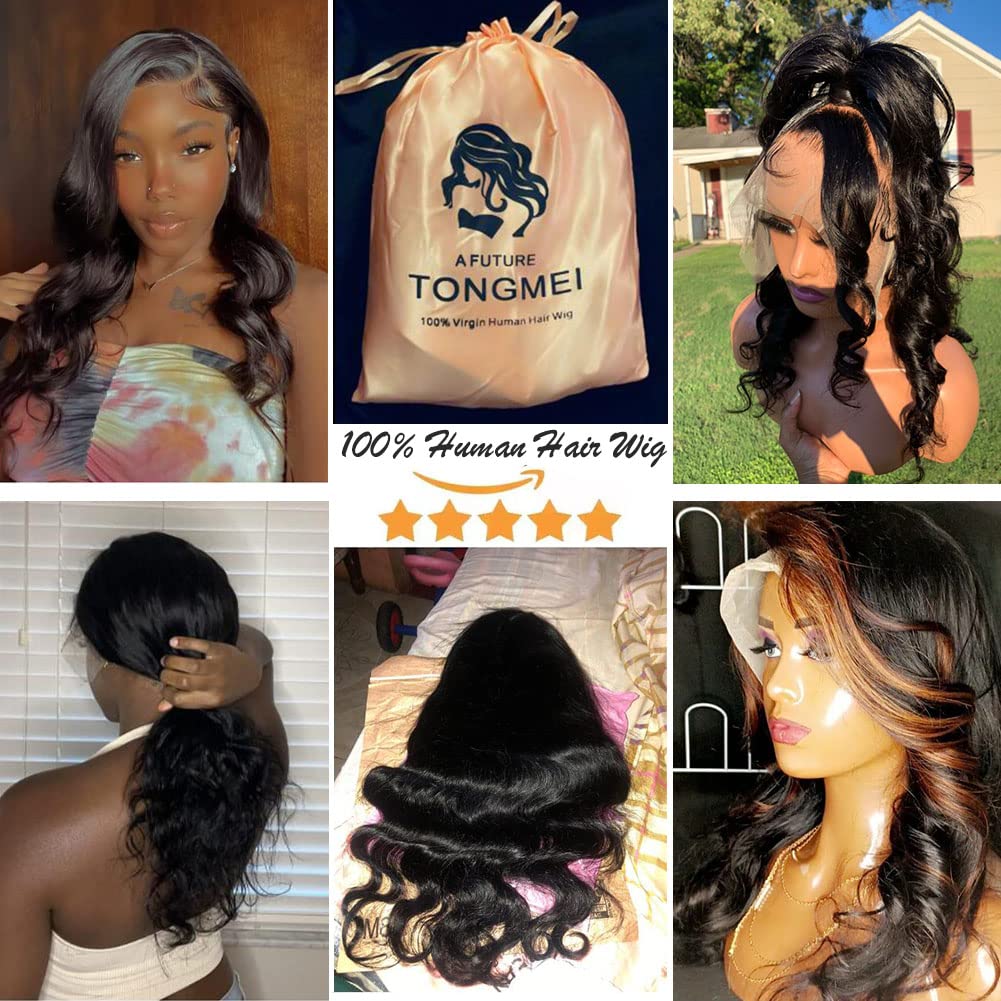 Body Wave Lace Front Wigs Human Hair Pre Plucked 13x4 HD Transparent Lace Frontal Wig with Baby Hair 180% Density 9A Glueless Brazilian Virgin Human Hair Lace Front Wigs for Women Natural Black 22Inch