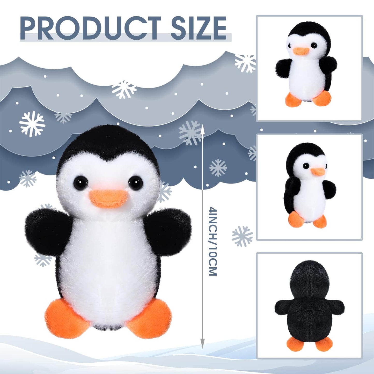 Skylety 16 Pcs 4 Inch Mini Penguin Stuffed Animal Bulk Penguin Plush Keychains for Birthday Xmas Party Favor Gifts (Black)