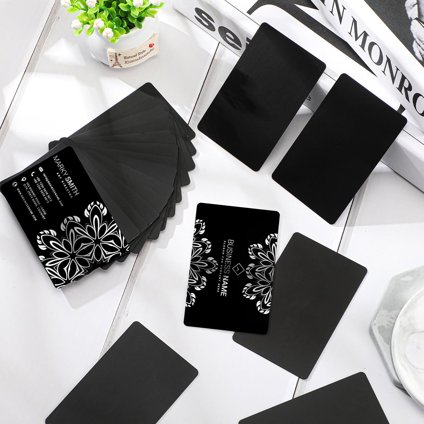Metal Business Cards Anodized 0.8 mm Thick Aluminum Blanks 3.4 x 2.1 Inch Printable Metal Business Card for Custom Pattern(100 Pieces)