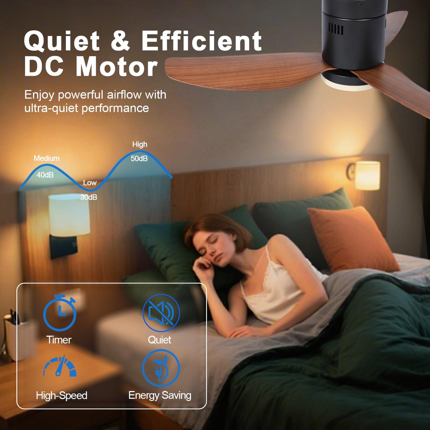 Xcity Ceiling Fan with Lights and Remote, Low Profile Ceiling Fan with 3 Color Lighting Modes, Quiet Flush Mount Ceiling Fan for Bedroom, Living Room, and Home Indoor Use