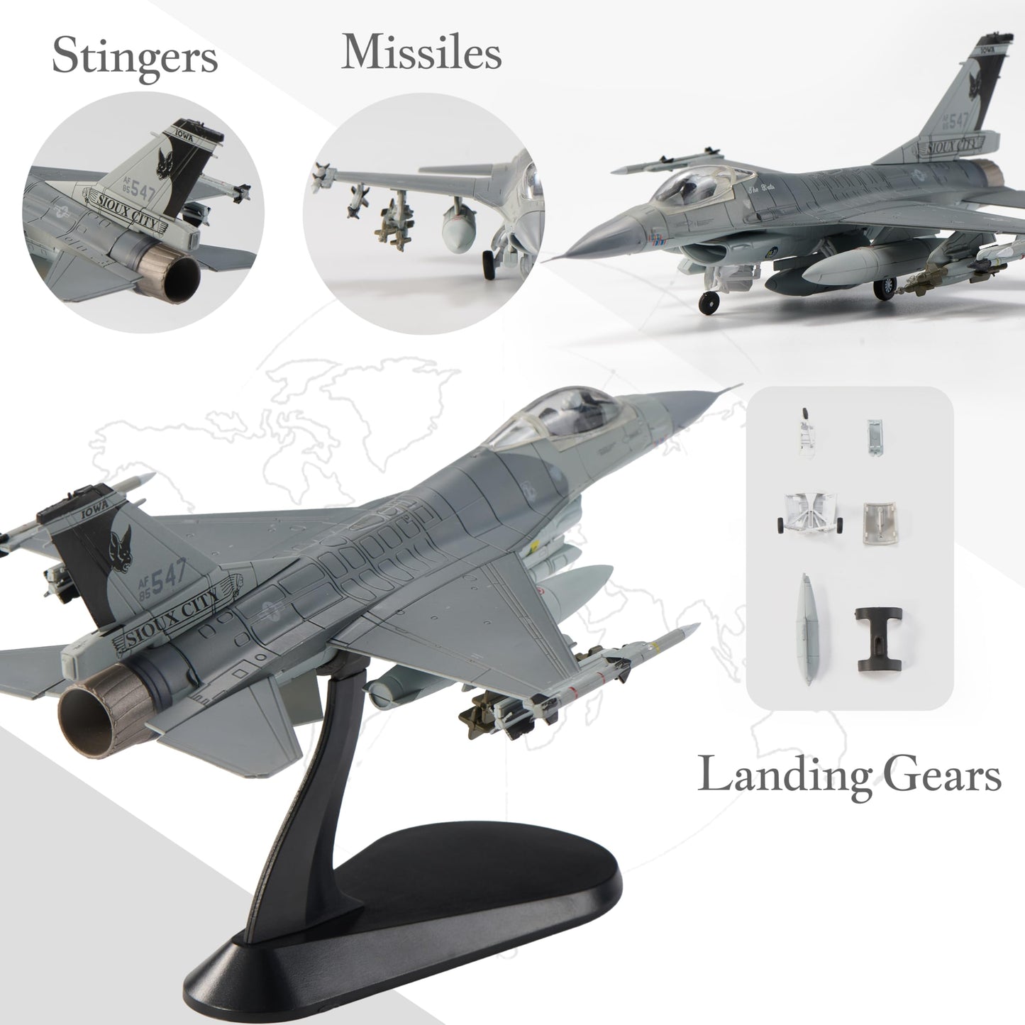Udnorbay F-16C Black Bats Die-cast Airplanes-1/72 Scale Falcon Attack Fighter Metal Aircraft Model for Collector, Aviation Enthusiast-Premium Collectiable with Display Stand