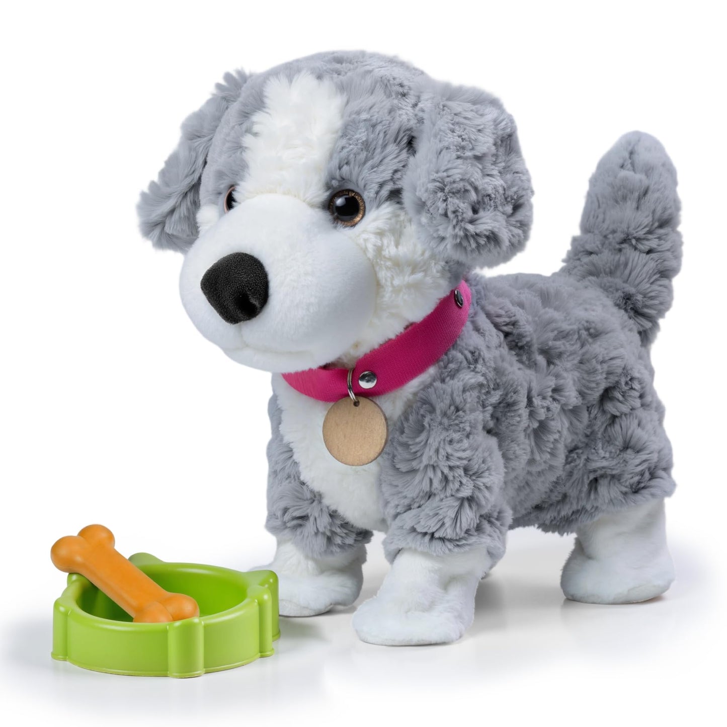 eJog Pup Electronic Interactive Plush Dog, Realistic Robot Puppy Toy, Singing, Walking, Talking, Barking, Tail-Wagging, Voice-Activated Control Stuffed Animal Pet Toys Gift for Baby