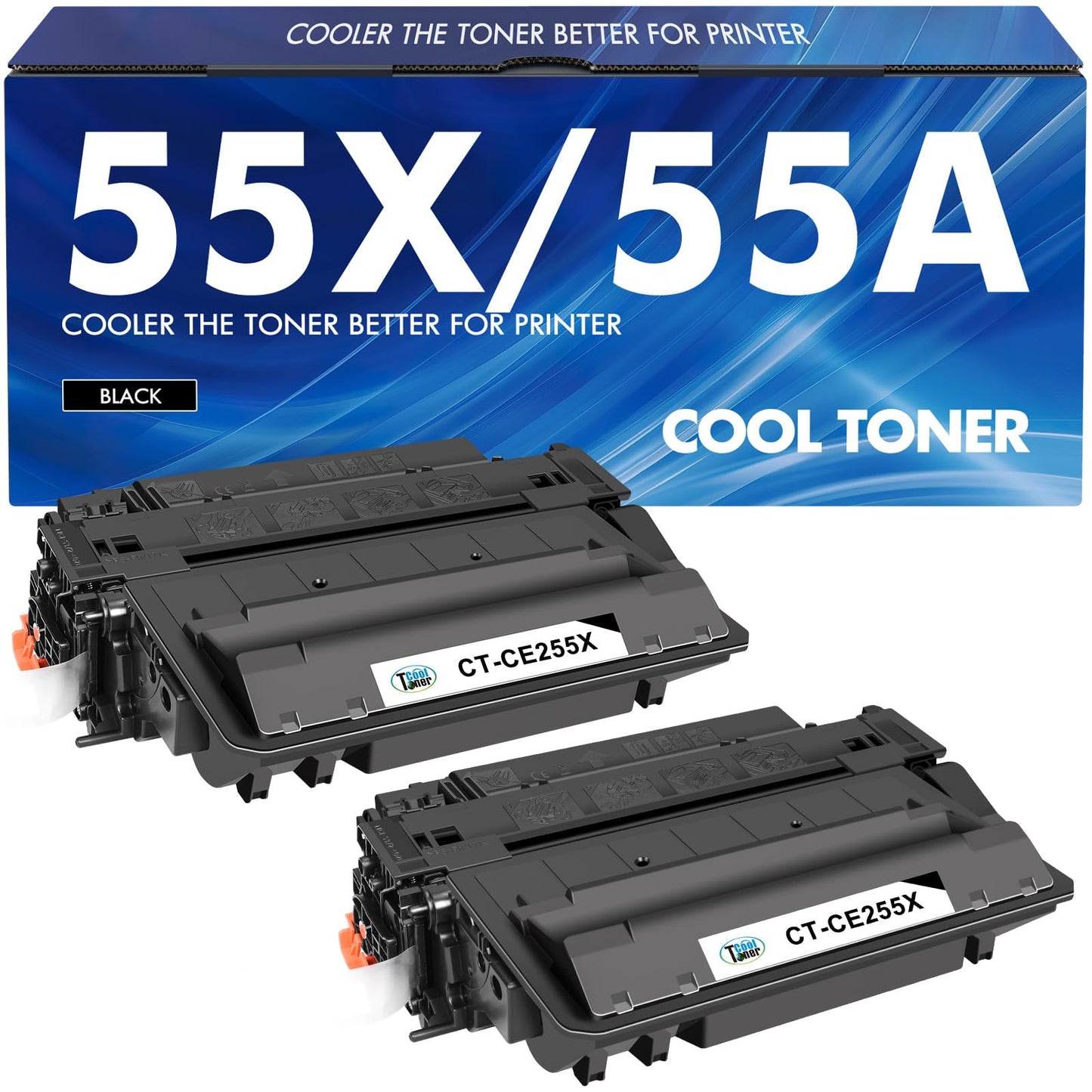 P3015 55X 55A Toner Cartridge Black 2-Pack Compatible Replacement for HP 55A 55X CE255X CE255A Black Toner for HP Laserjet P3015 P3015x P3015dn Pro 500 MFP M521dw M521dn M521 M525 Printer Ink